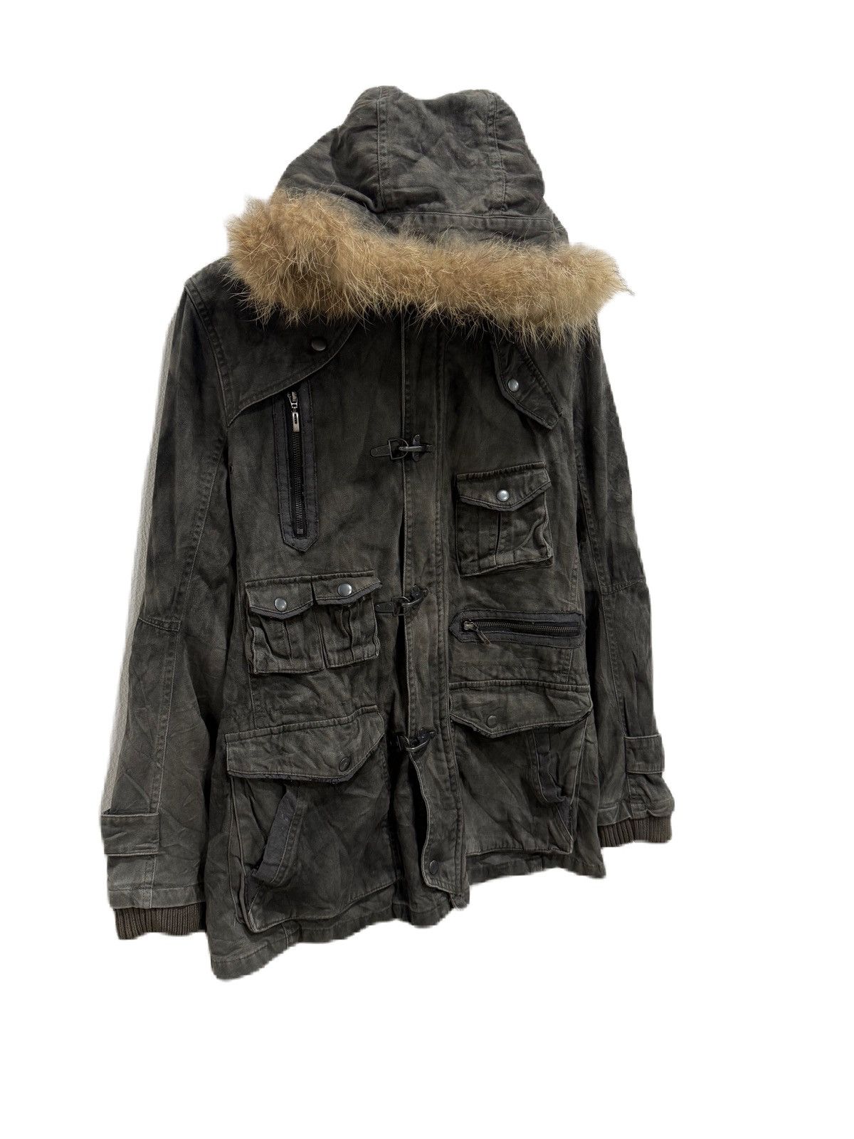 GOA JAPAN BRAND BLACK DISTRESS HOODIES FUR RACCON MULTI POCKET Size US L / EU 52-54 / 3 - 2 Thumbnail