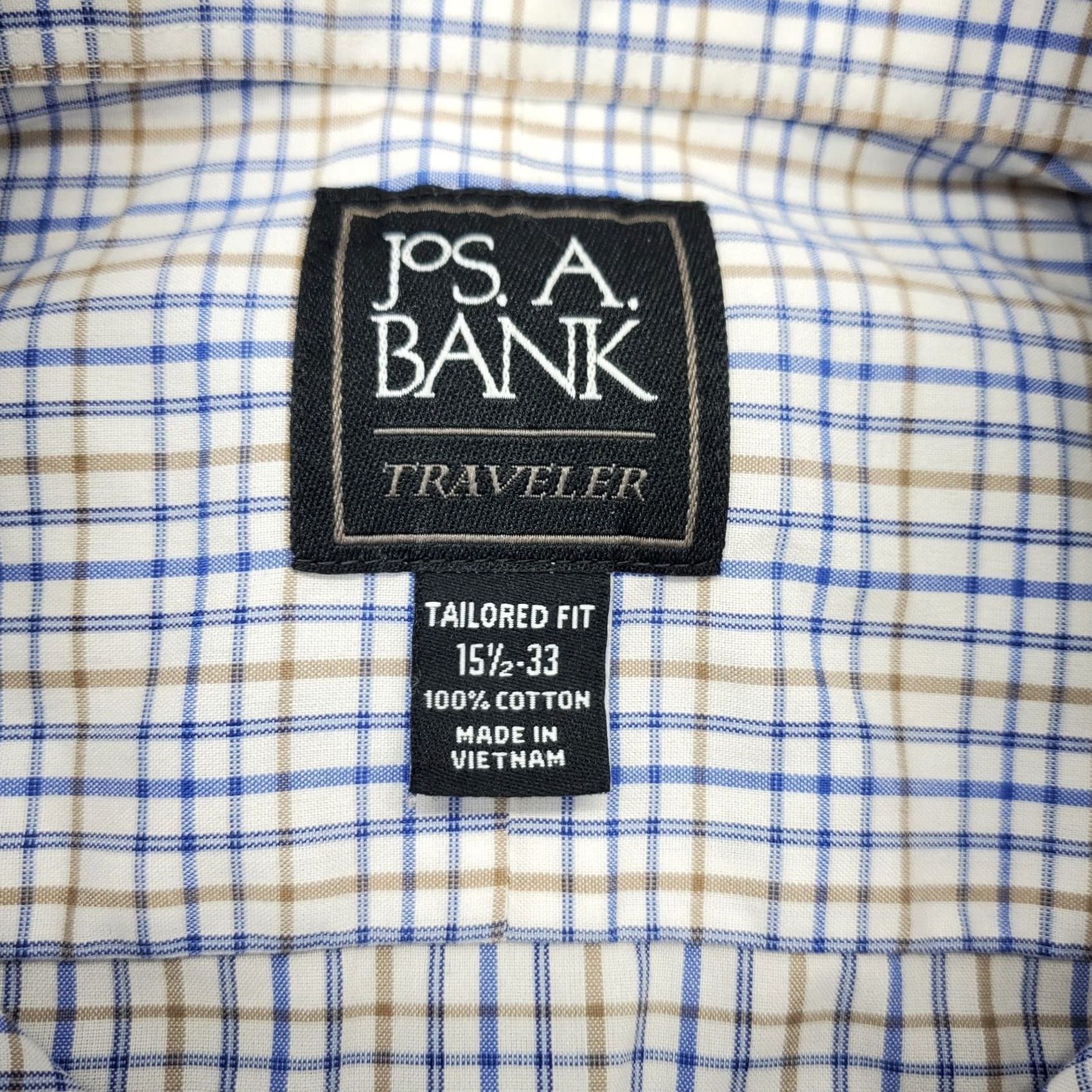 Jos. A. Bank Jos. A. Bank Dress Shirt Men 15.5 Multi Check Tailored Fit Long Sleeve Button Up Size 42R - 6 Thumbnail