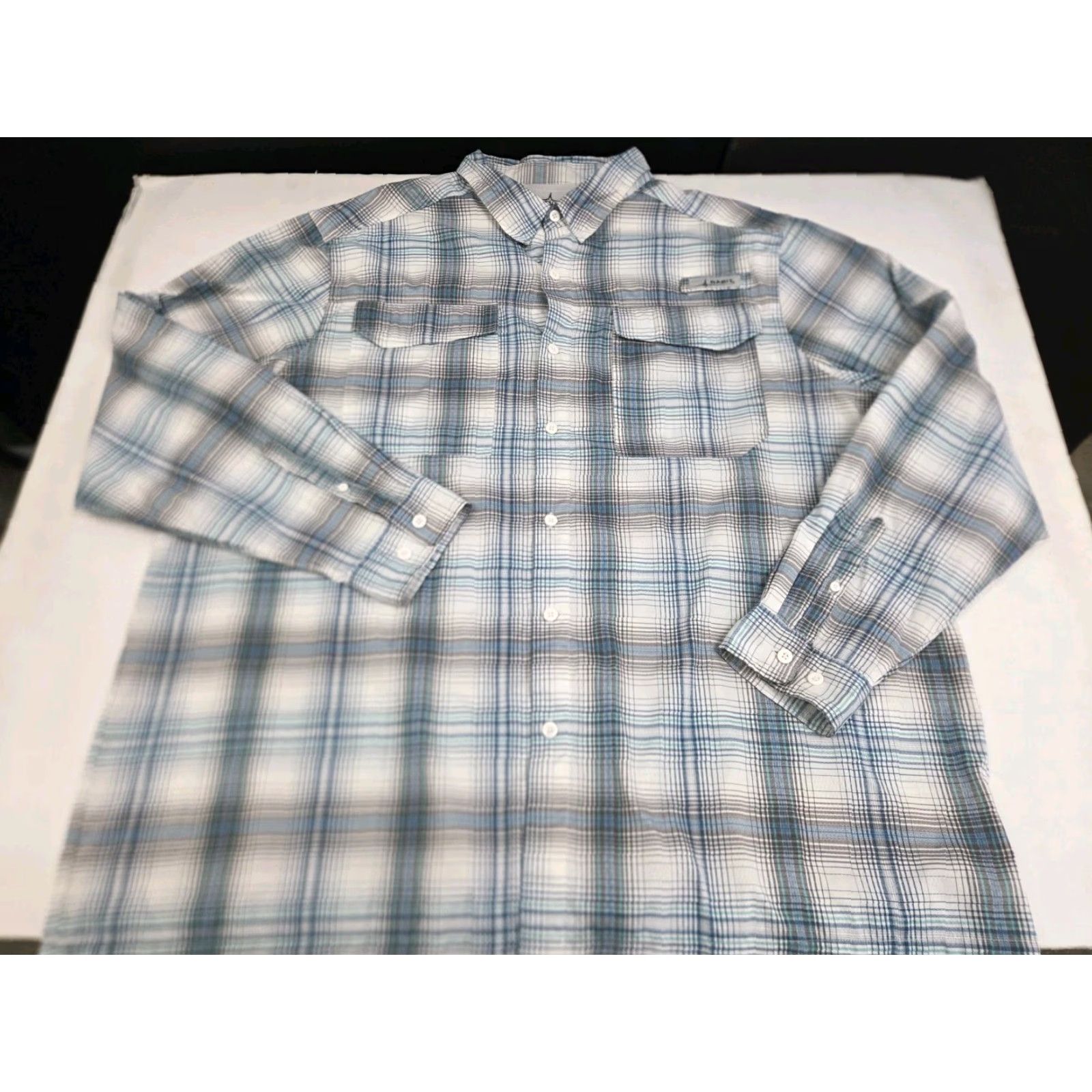 Habitat Habit Mens Long Sleeve Button-Up Fishing Shirt 2XL Blue Plaid Nylon/Poly UV Moisture Wicking Pockets Outdoor 7755 Size US XXL / EU 58 / 5 - 2 Thumbnail