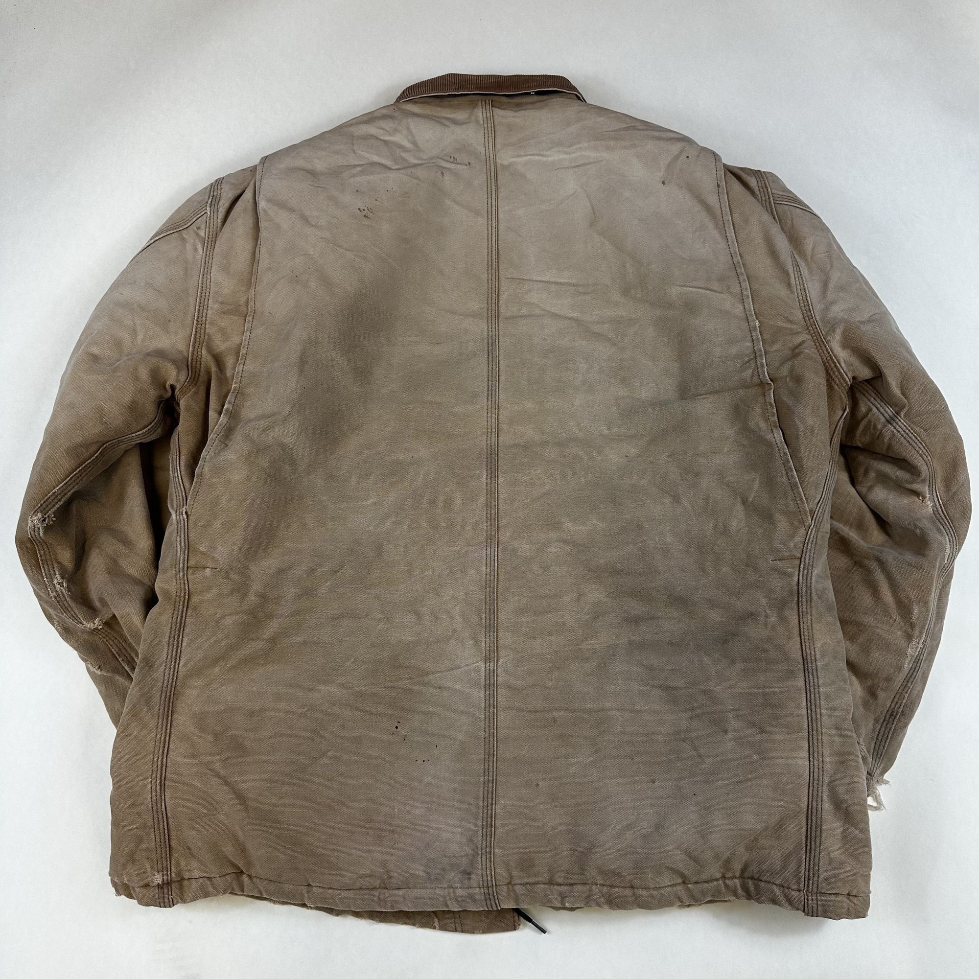 Carhartt Carhartt Mens Distressed Tan Canvas Jacket W/ Brown Collar Size US L / EU 52-54 / 3 - 2 Thumbnail