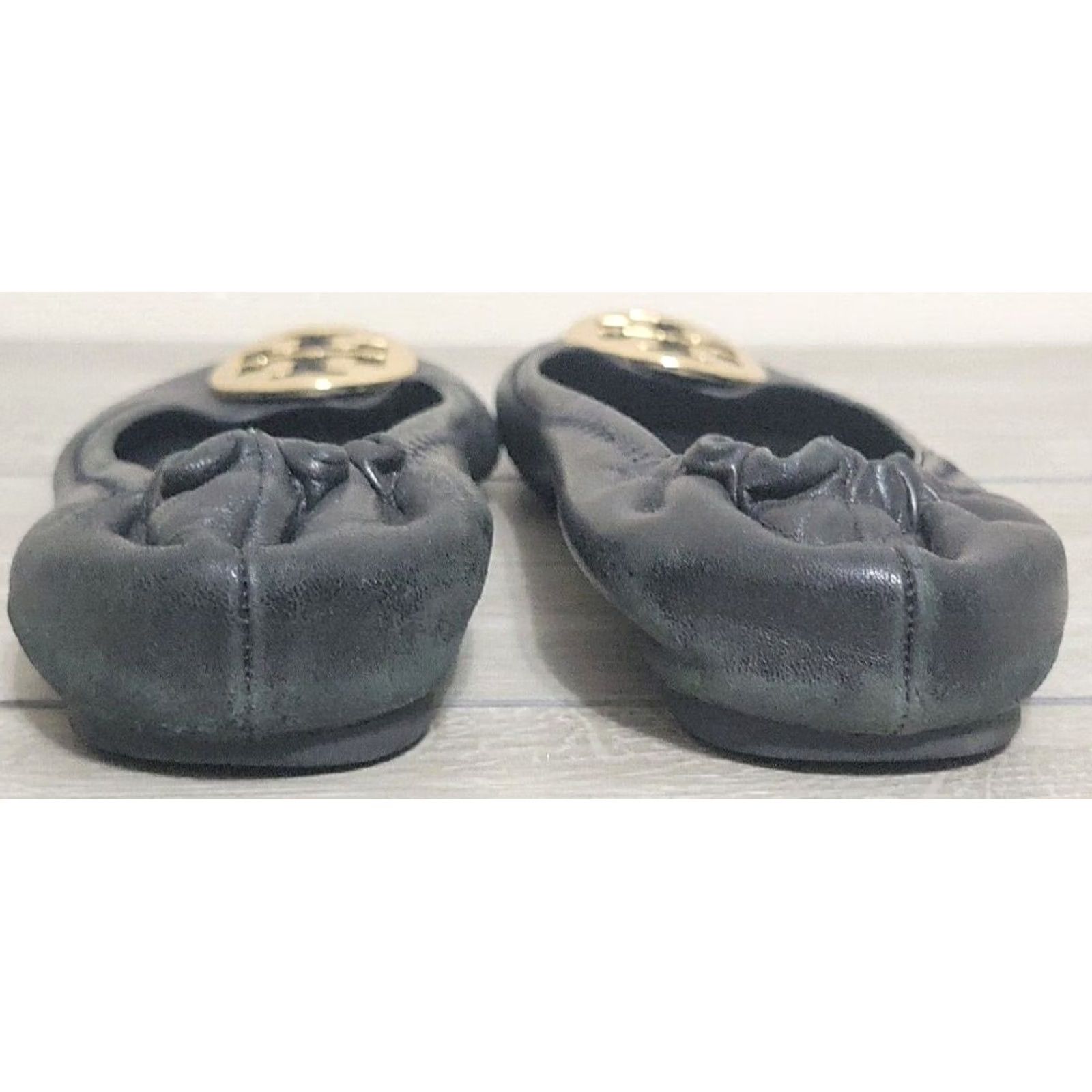 Tory Burch Tory Burch Minnie Ballet Flat Black Gold Women Size 7.5 M Slip On Leather Size US 8 / IT 38 - 7 Thumbnail