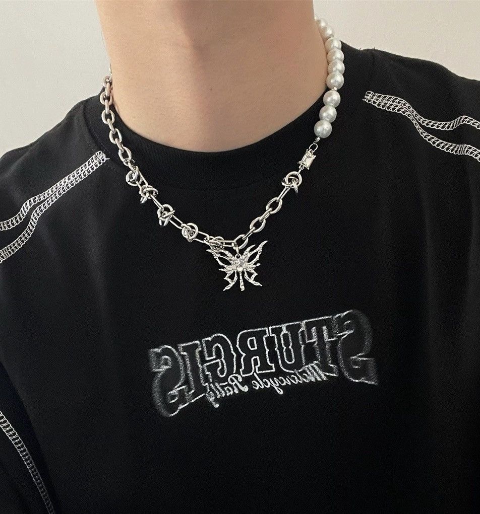 Japanese Brand × Jewelry Retro punk gothic pearl butterfly chain necklace choker y2k Size ONE SIZE - 1 Thumbnail