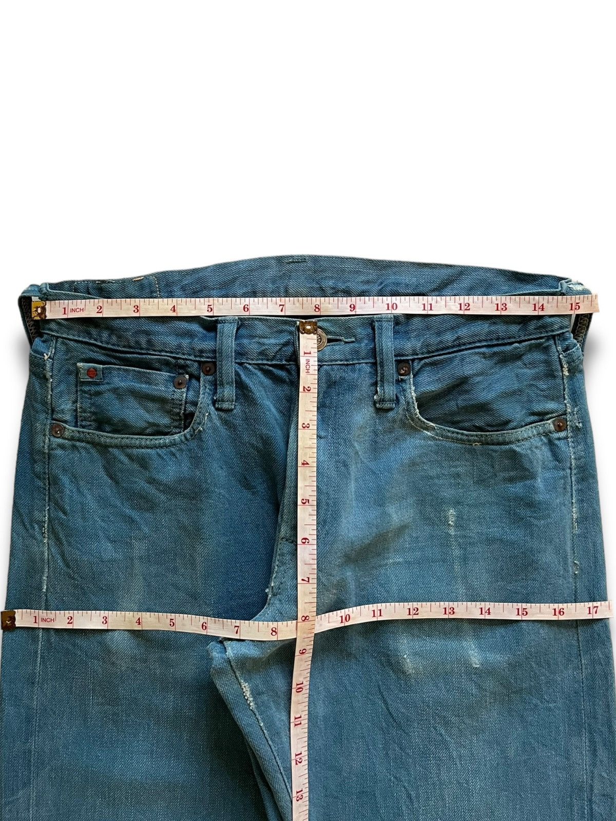 45rpm × Japanese Brand Vintage 45Rpm Selvedge Light Blue Sky Distressed Jeans Size US 30 / EU 46 - 13 Thumbnail