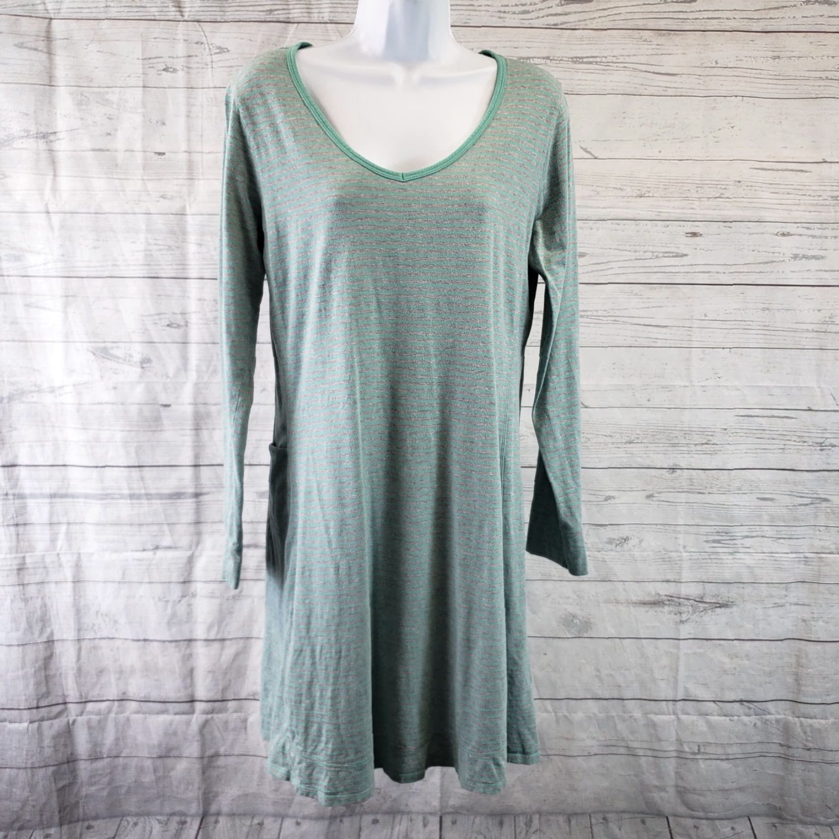 Toad&Co Toad&Co Womens Long Sleeve Marley Dress Sz Medium Gray Stripe Cotton Blend Size M / US 6-8 / IT 42-44 - 2 Thumbnail