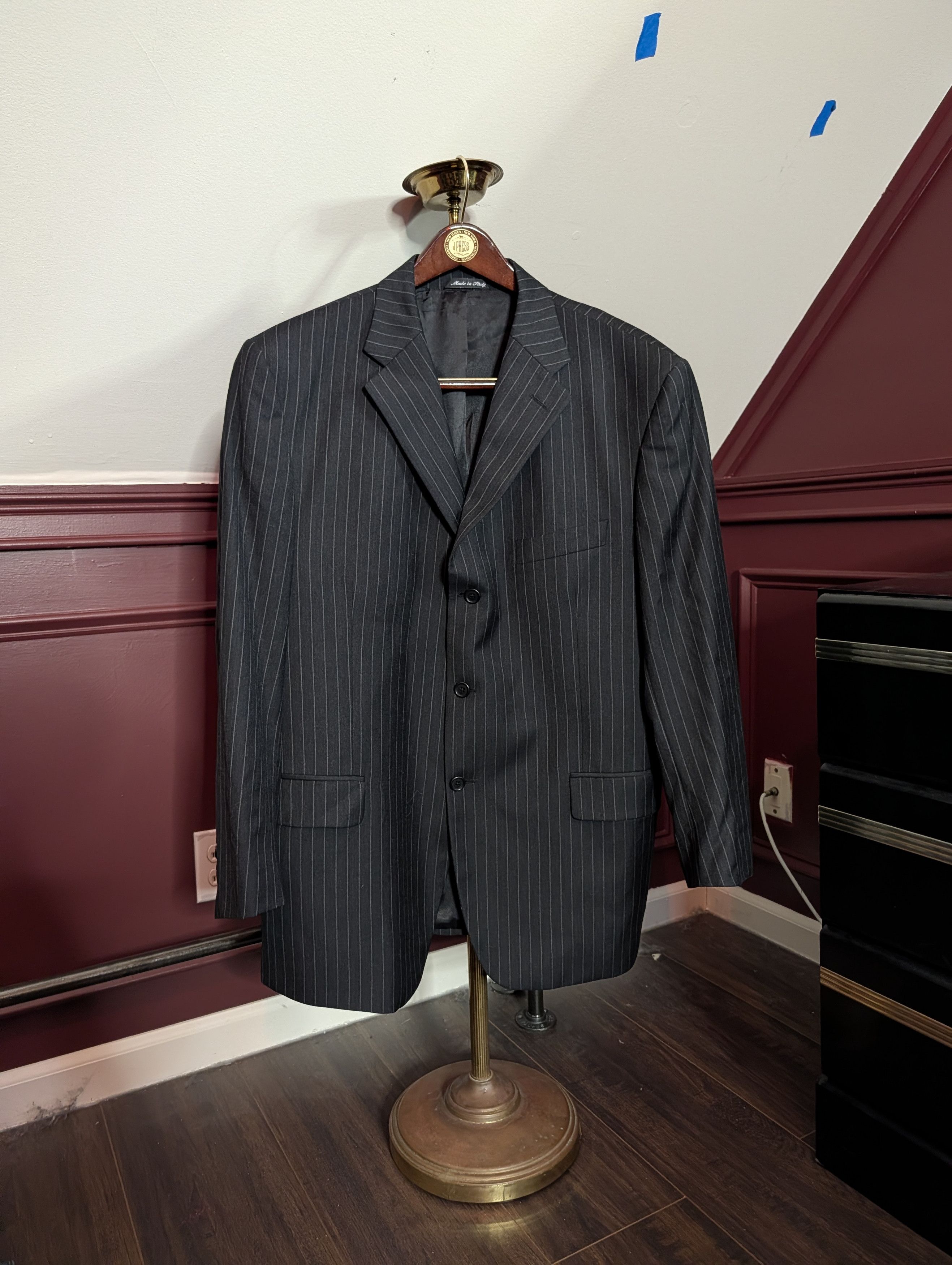 Zanieri Vitale Barberis Super 110s flannel wool striped jacket Size 44R - 1 Thumbnail
