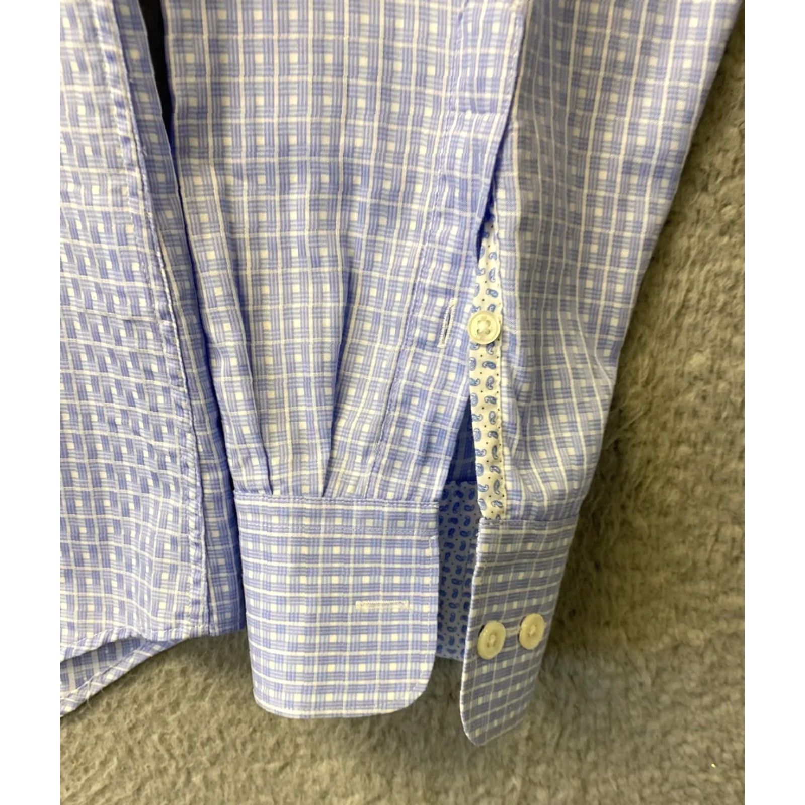 BUGATCHI VINTAGE Bugatchi Uomo Shirt Adult L Blue Geometric Slim Fit Button-Up Mens Size US L / EU 52-54 / 3 - 6 Thumbnail