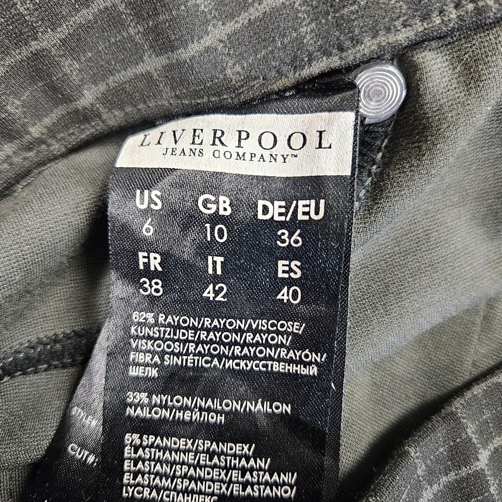 Vintage Liverpool Womens Ponte Knit Skinny Pants Sz 6 Black Gray Mid Rise Pull On Size 28" / US 6 / IT 42 - 6 Thumbnail