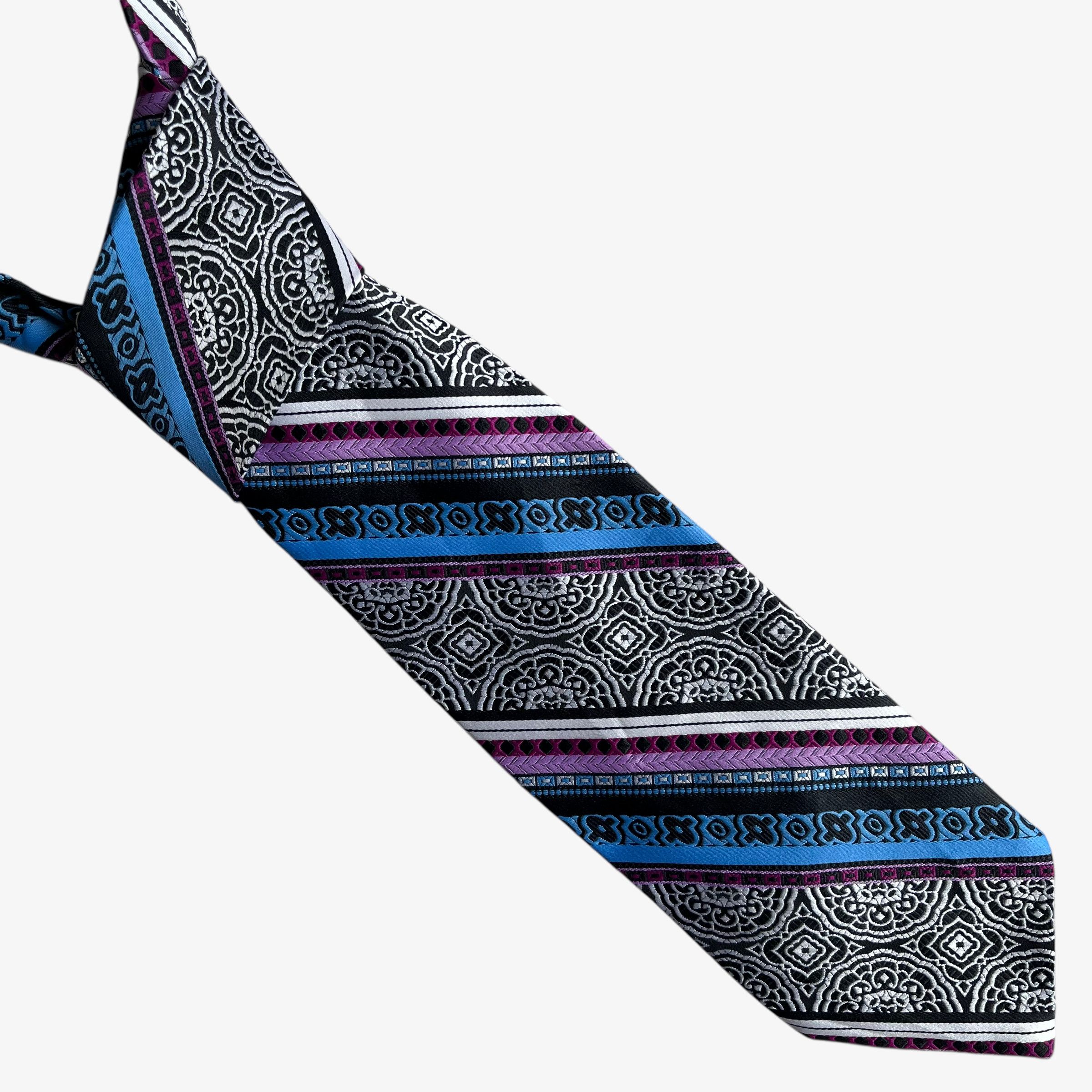 Dior Vintage 80s Christian Dior Abstract Floral Print Striped Tie Size ONE SIZE - 1 Thumbnail