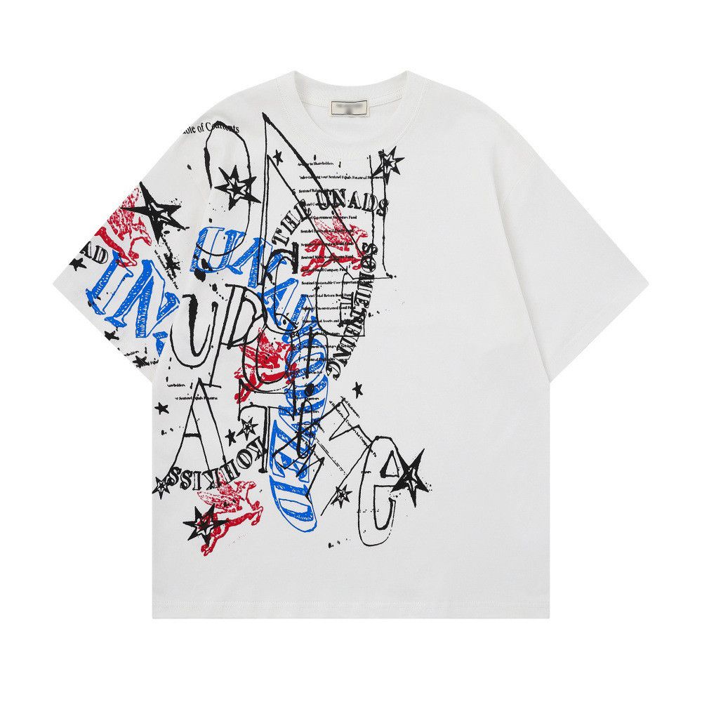 Japanese Brand Men's Loose-Fit Casual Graffiti-Print T-Shirt Size US M / EU 48-50 / 2 - 1 Thumbnail