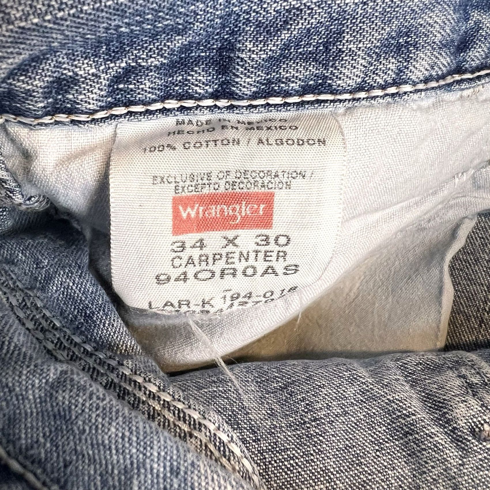 Wrangler VINTAGE Wrangler Carpenter Jeans Mens 34x30 Blue Faded Grunge Y2K Baggy Wide Leg Jeans Size US 34 / EU 50 - 7 Thumbnail