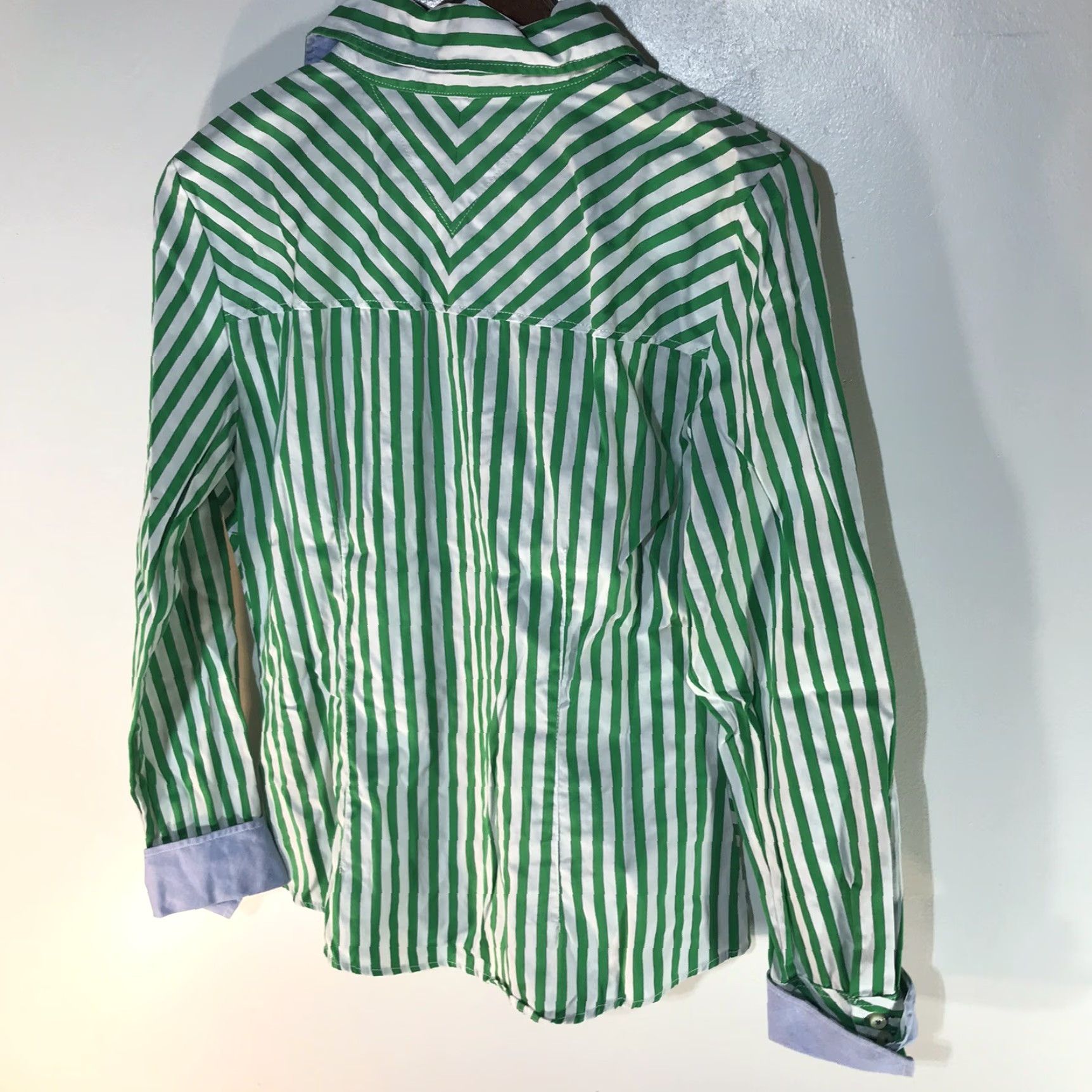 Tommy Hilfiger Tommy Hilfiger Grn/Wht Striped Business Button Up Womens Size M Size M / US 6-8 / IT 42-44 - 5 Thumbnail