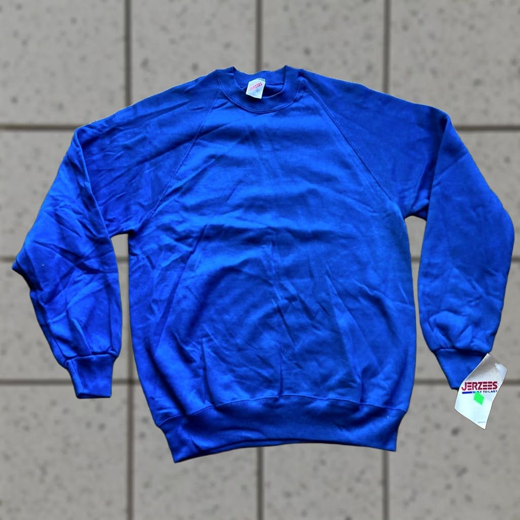 Jerzees VINTAGE JERZEES Raglan Sweatshirt Large Blue Crewneck USA MADE Unisex Adults 90s College Grunge Retro Sports Shirt Size US L / EU 52-54 / 3 - 1 Thumbnail