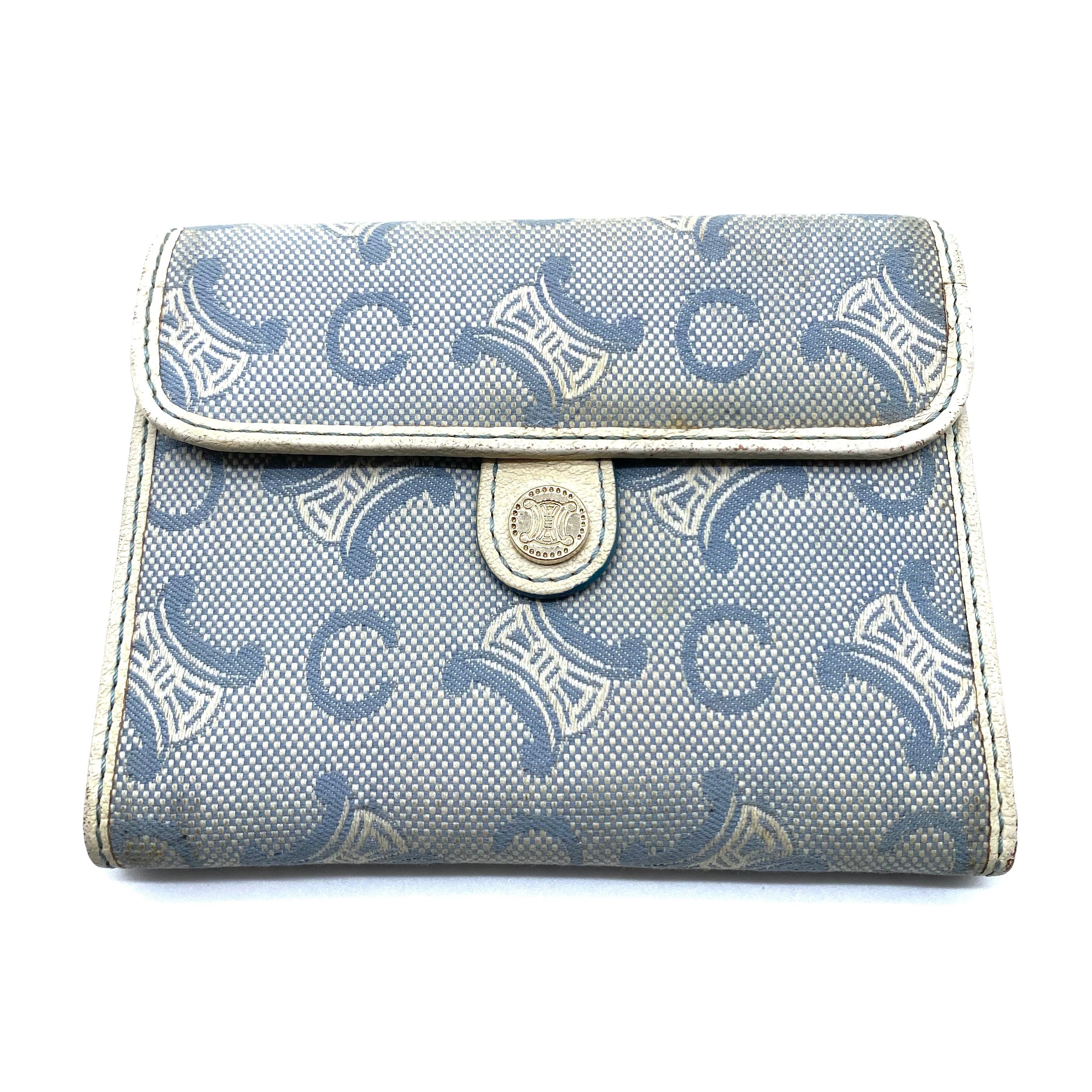 Celine Celine Trifold Wallet Gray Canvas Macadam Pattern Monogram Size ONE SIZE - 1 Thumbnail