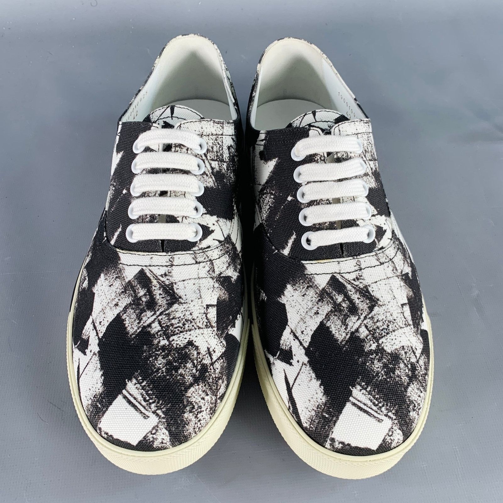Celine Size 9 Black White Marbled Canvas Lace-Up Sneakers Size US 9 / EU 42 - 4 Thumbnail