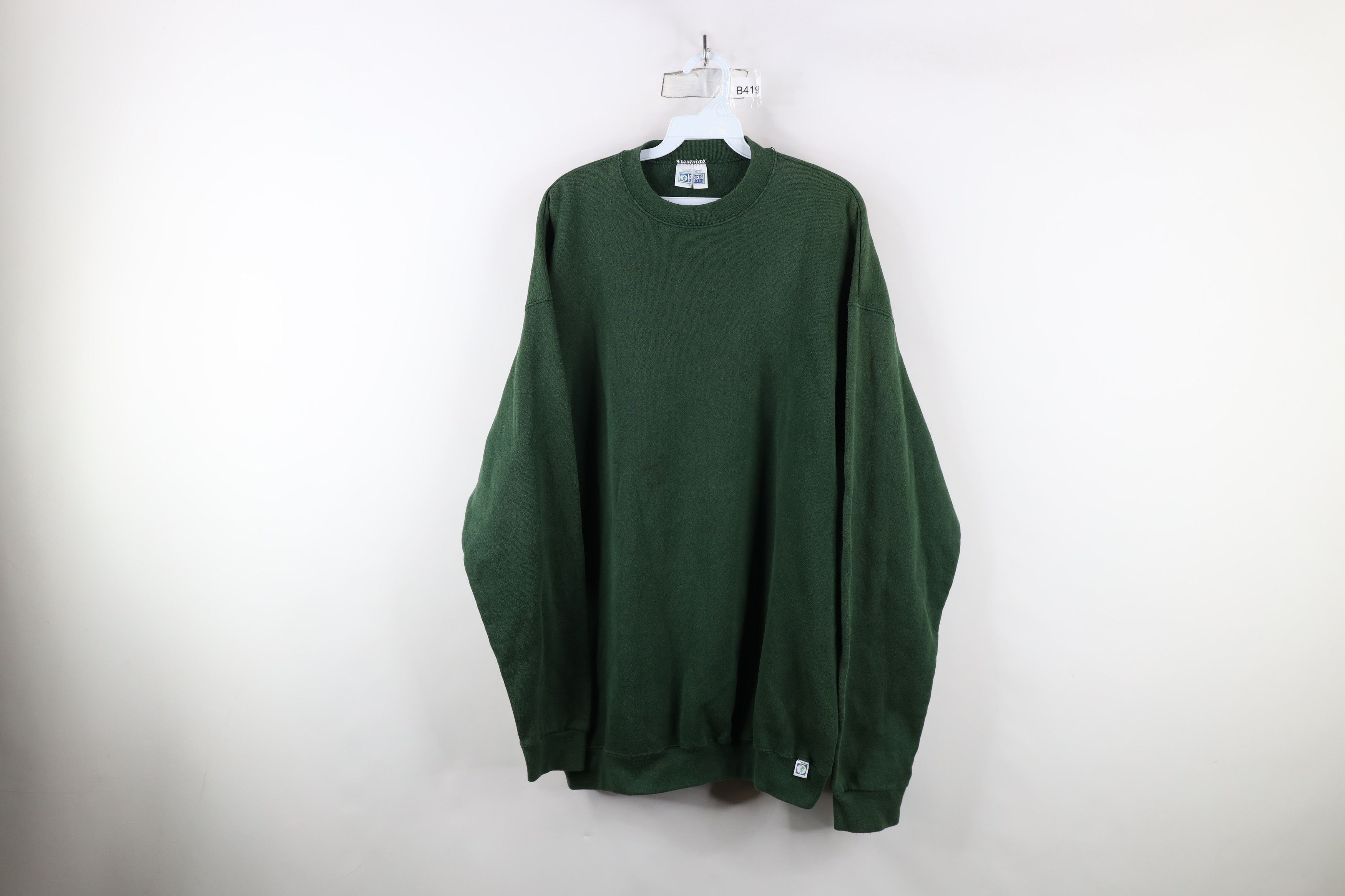 Vintage Vintage 90s Streetwear Blank Crewneck Sweatshirt Green USA Size US XL / EU 56 / 4 - 1 Thumbnail