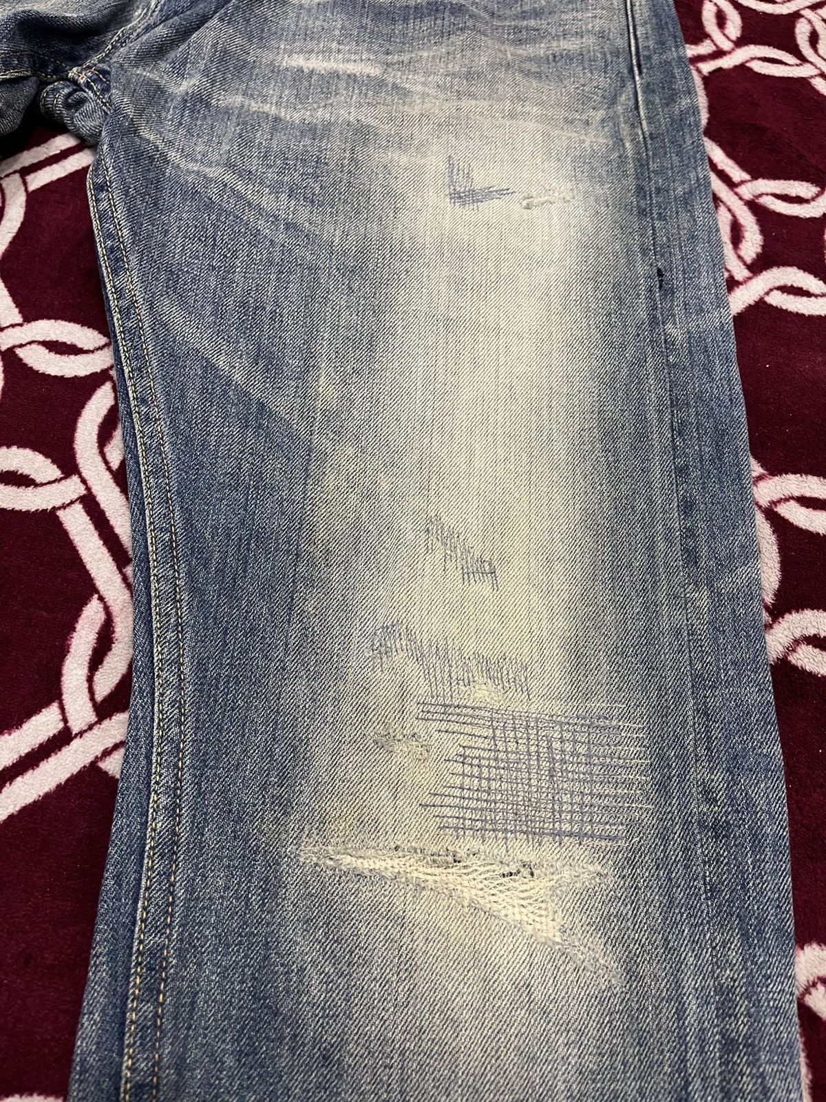 Japanese Brand Deluxe Clothing Distressed Reworked Half Selvedge Denim Size US 34 / EU 50 - 9 Thumbnail