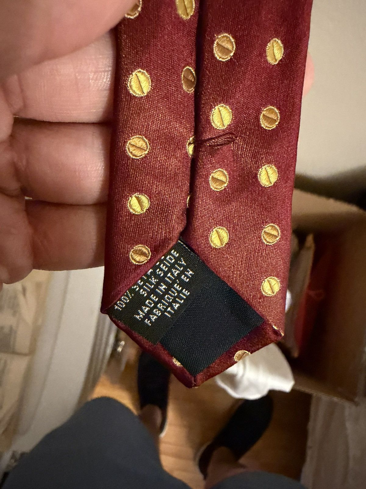 Canali Vintage Canali Tie Red Yellow Geometric Patter Made In Italy Size ONE SIZE - 3 Thumbnail