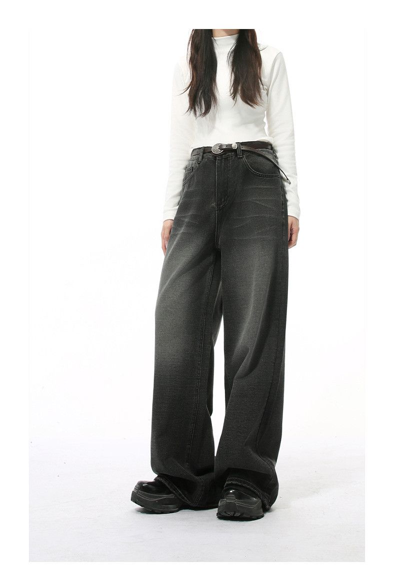 Japanese Brand × Jean American style washed distressed wide-leg straight-leg jeans Size US 34 / EU 50 - 4 Thumbnail
