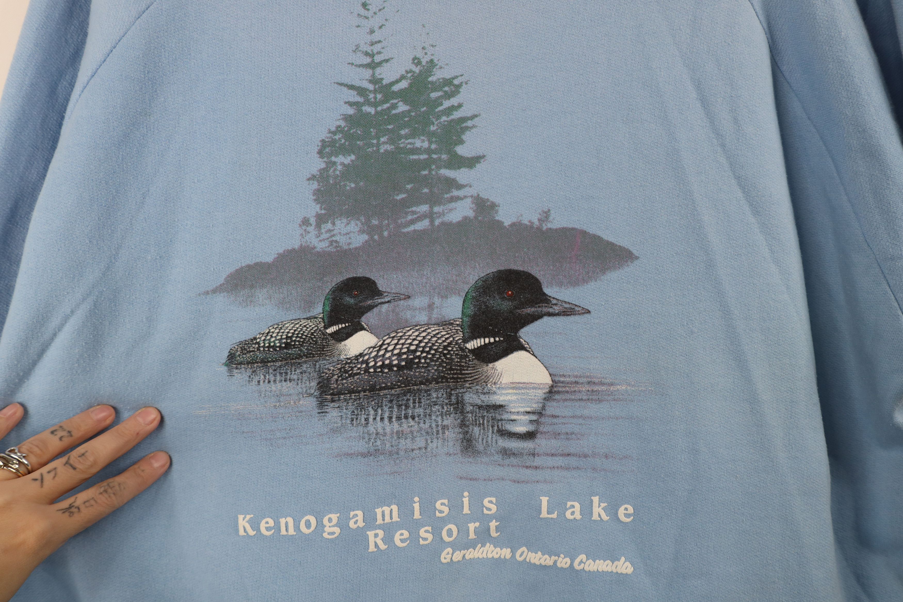 Vintage Vintage 90s Kenogamisis Resort Canada Duck Sweatshirt Blue Size US XXL / EU 58 / 5 - 4 Thumbnail