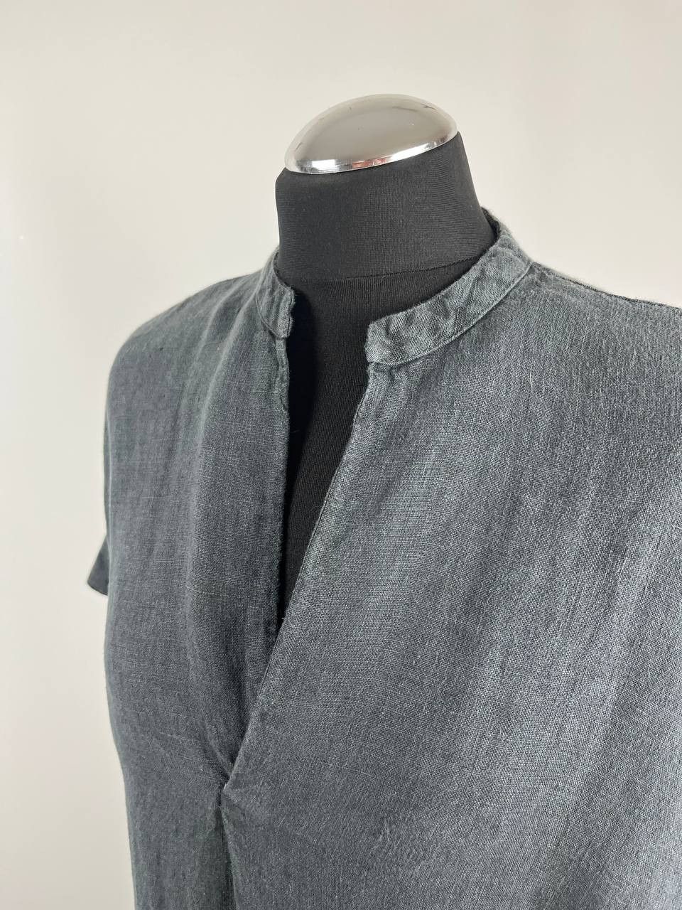hannes roether Hannes Roether 100% Pure Linen Midi Kaftan Gray Dress Size M / US 6-8 / IT 42-44 - 4 Thumbnail