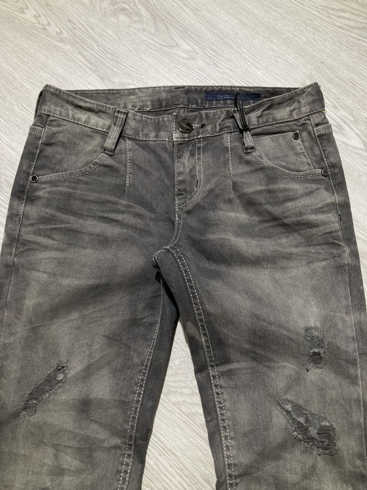 Tornado Mart 2000s Crown Denim Ripped Clawmark Denim Jeans Punk Gothic Size US 27 - 11 Thumbnail