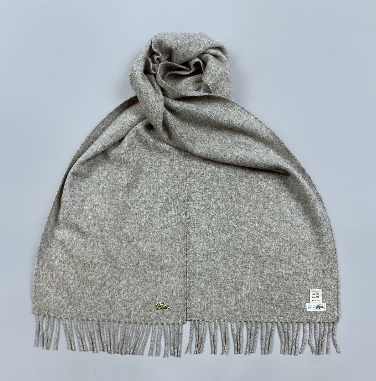Lacoste Vintage Chemise Lacoste Wool Knit Logo Scarf Neckwear 170 cm Size ONE SIZE - 1 Thumbnail