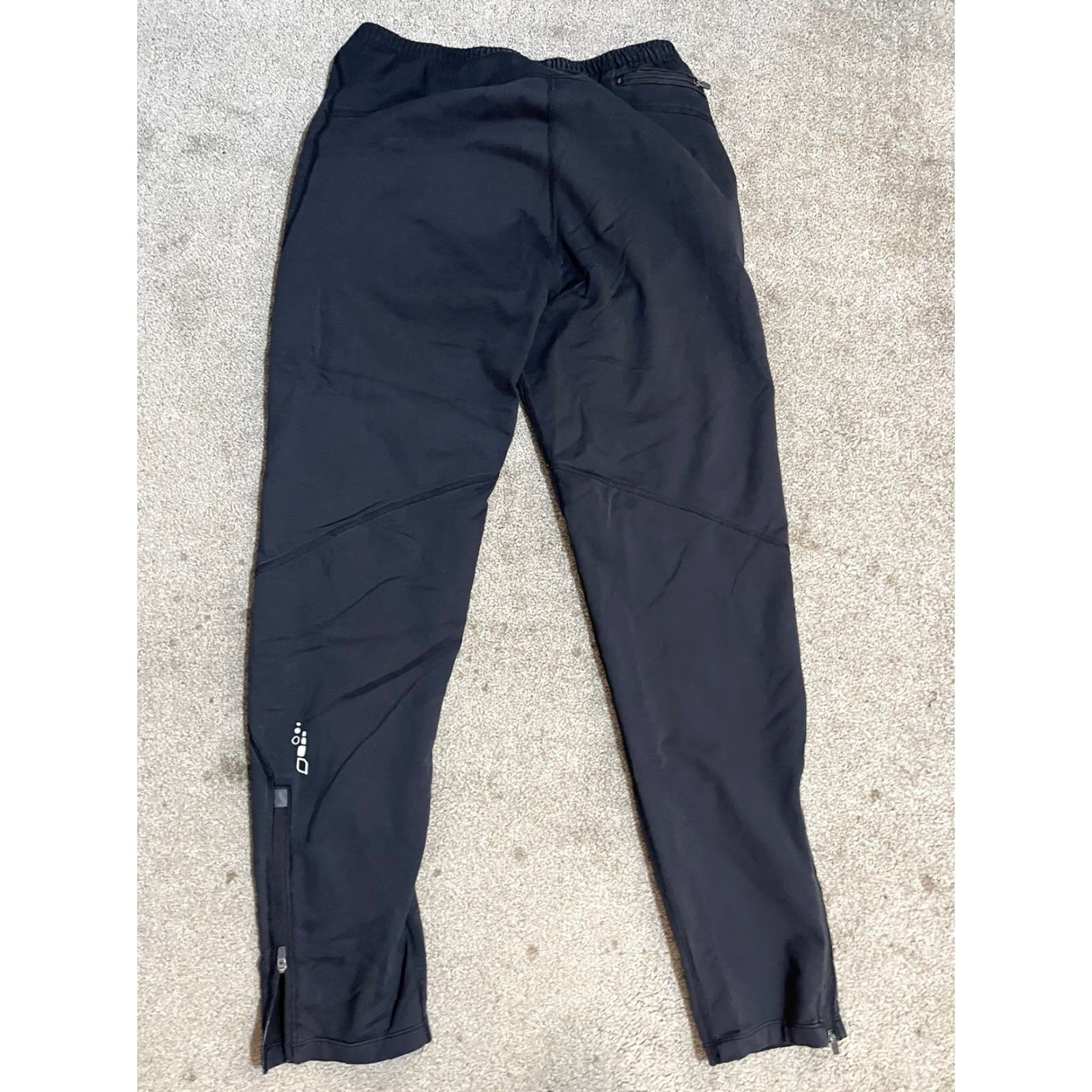 Vintage Hinds Mens Sweatpants Small Black Tapered w/Pockets Ankle Zip No Drawstring Size US 29 - 3 Thumbnail