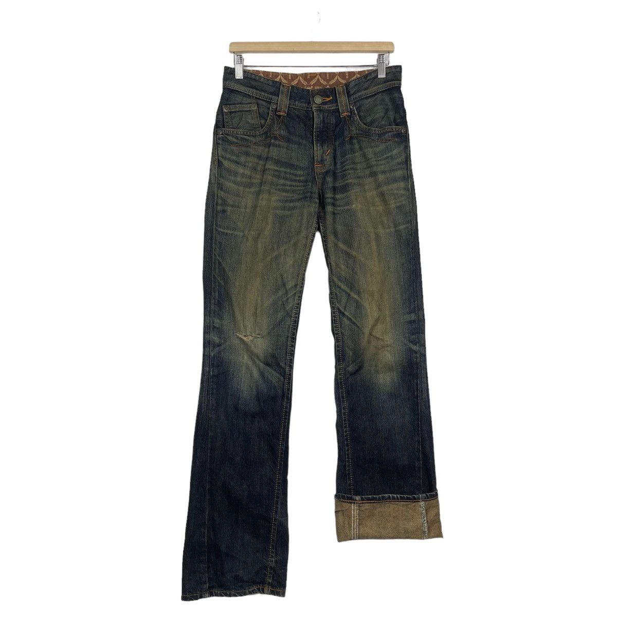 Edwin RUSTY🔥Edwin XV Bootcut Leather Pai Pocket Rusty Denim Jeans Size US 31 - 9 Thumbnail