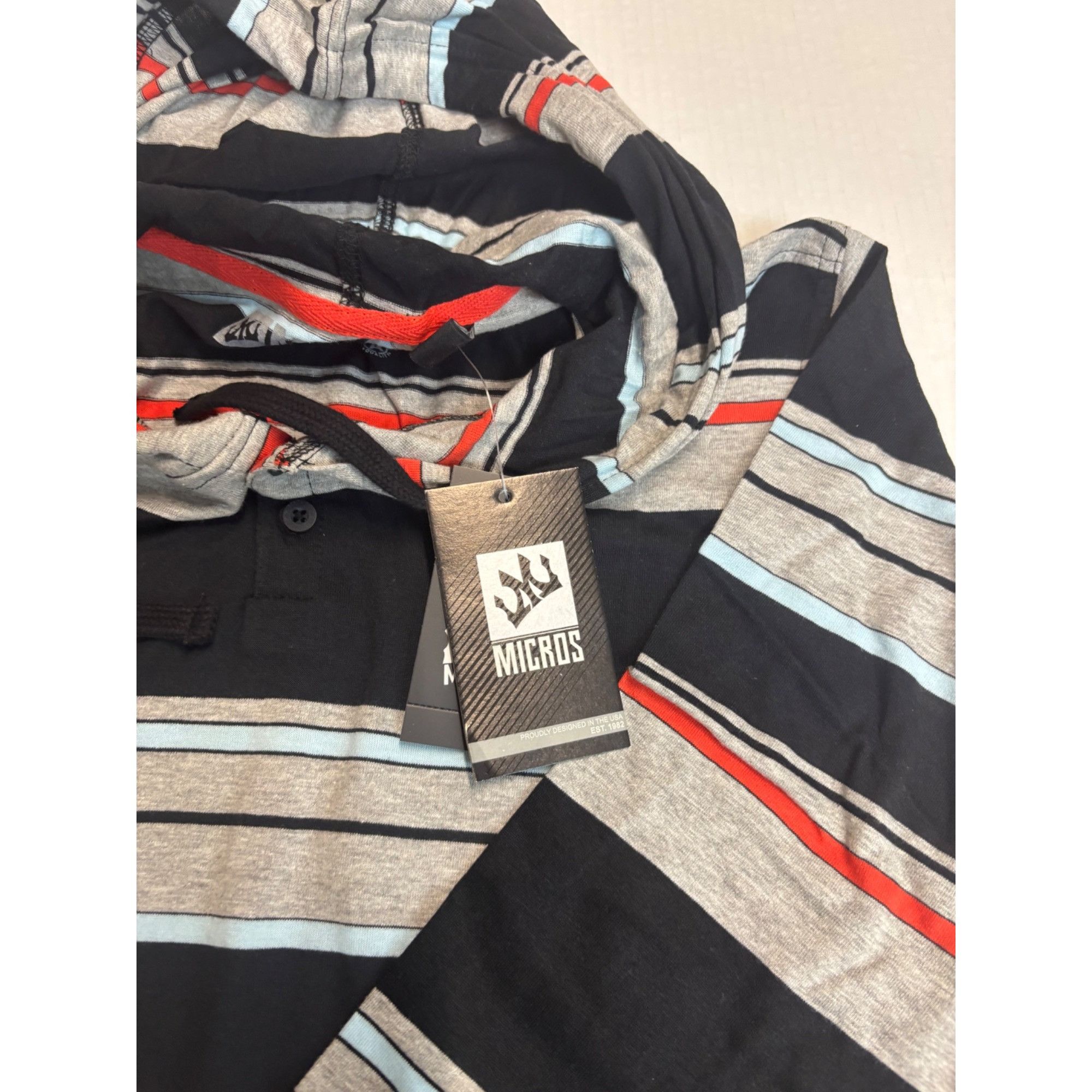 Other Micros Men’s Variagated Striped Long Sleeve Hooded Tee, Sz. Size US S / EU 44-46 / 1 - 14 Thumbnail