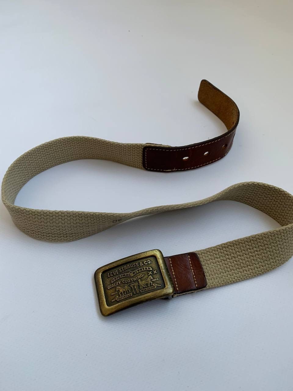 Levi's × Vintage Vintage Levis Belt Made in Canada 80s 90s Brown Buckle Metal Size 30 - 1 Thumbnail