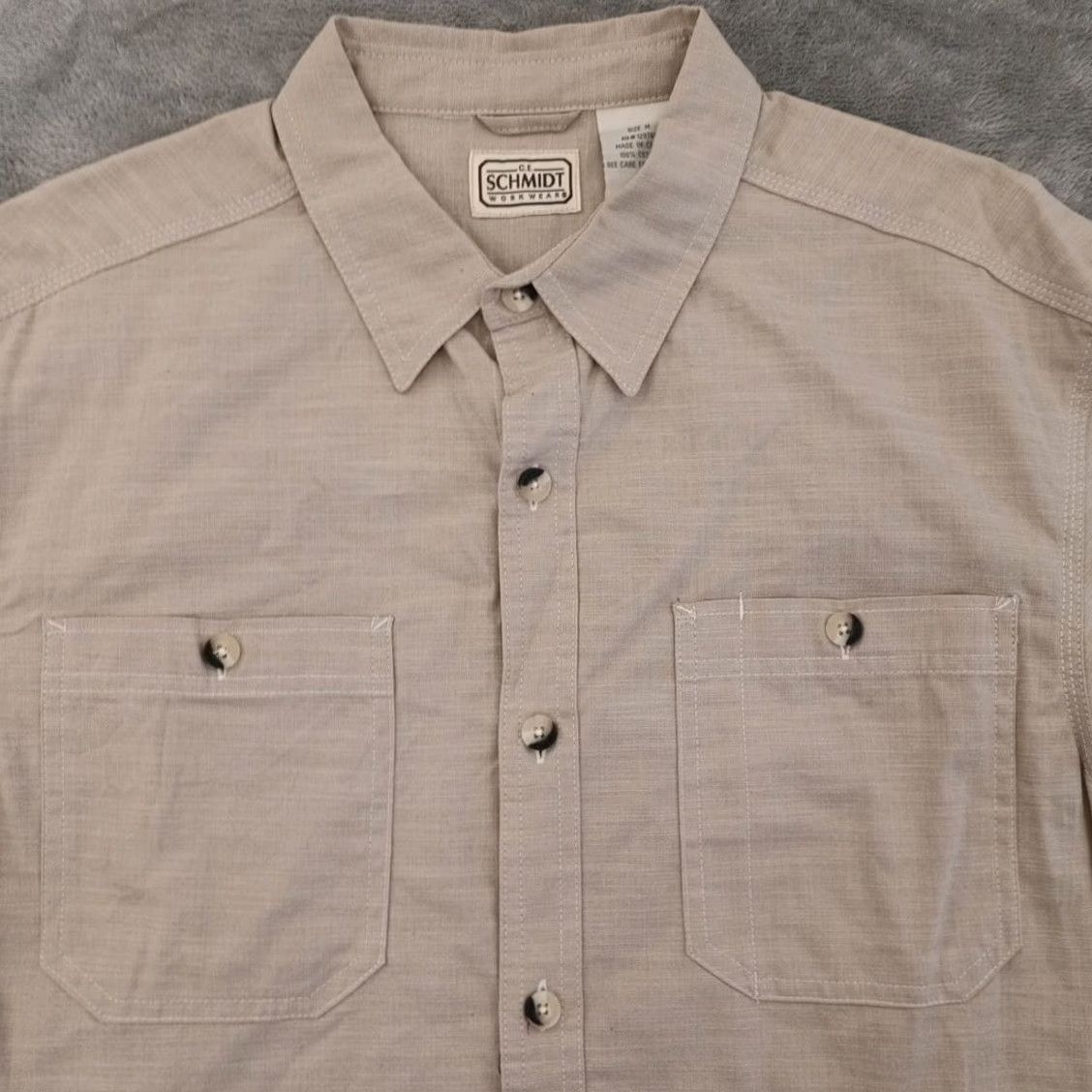 Vintage C.E. Schmidt Shirt Mens Medium Beige Short Sleeve Button-Up Pockets Cotton New Vintage: No Mens Size US M / EU 48-50 / 2 - 2 Thumbnail