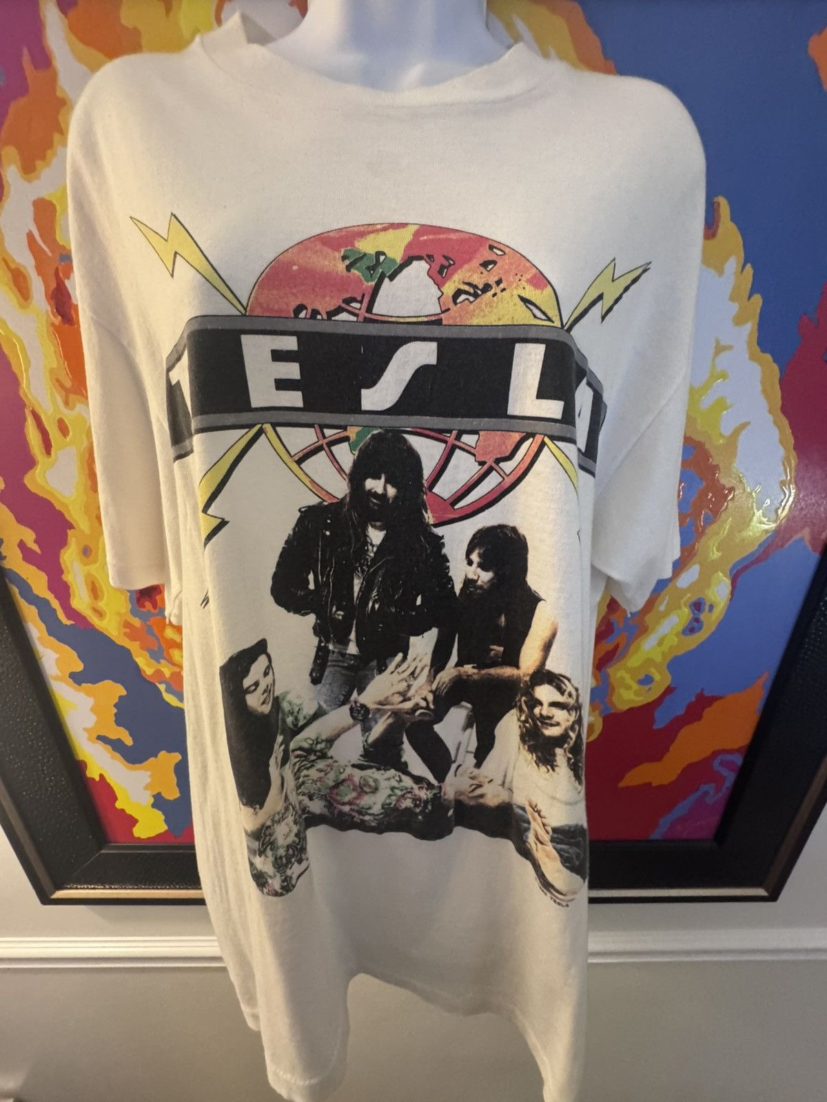 Vintage Vintage Tesla Rock Shirt Size US XL / EU 56 / 4 - 1 Thumbnail