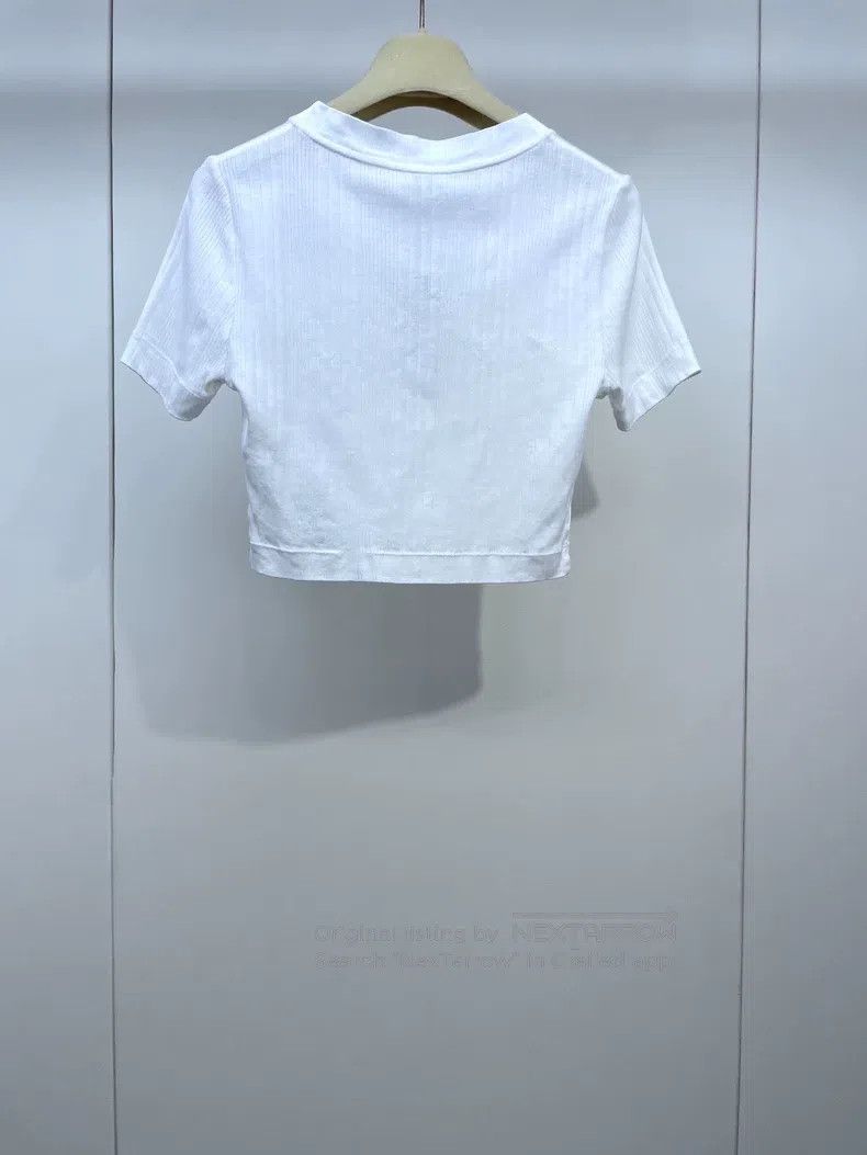 Loewe Loewe White Knit Short Sleeve Size S / US 4 / IT 40 - 2 Thumbnail