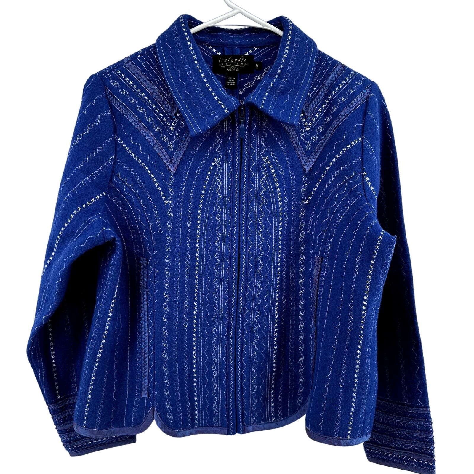 Other Icelandic Design Tribal Full Zip Jacket Collared Wool Blue M Size M / US 6-8 / IT 42-44 - 2 Thumbnail