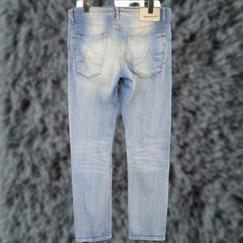 Industrie GSUS SINDUSTRIES Jeans Men's W33/L32 Fade Whiskers Button Fly Blue Regular Straight 100% Cotton 11 oz Front Pockets Size US 33 - 1 Thumbnail