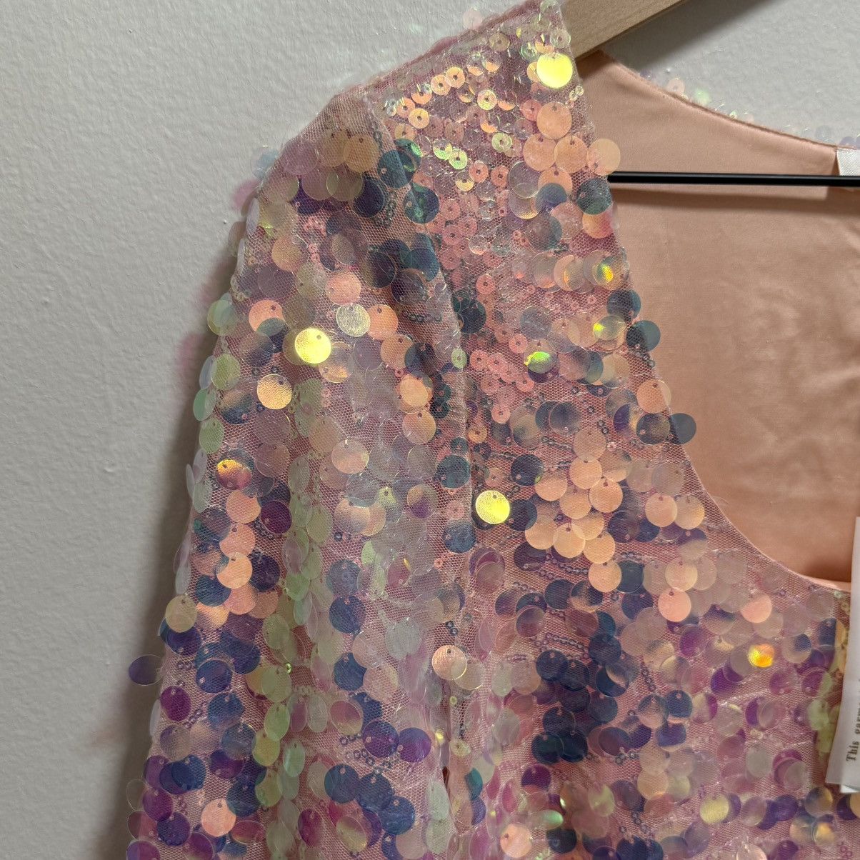 LoveShackFancy NWT Loveshackfancy pink iridescent sequin pailette dress Size M / US 6-8 / IT 42-44 - 6 Thumbnail