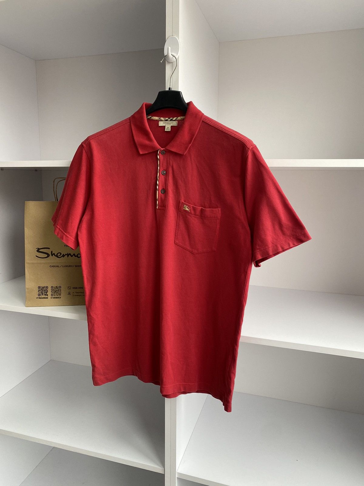 Burberry × Vintage Vintage Burberry Red Polo T-Shirt Size US M / EU 48-50 / 2 - 4 Thumbnail