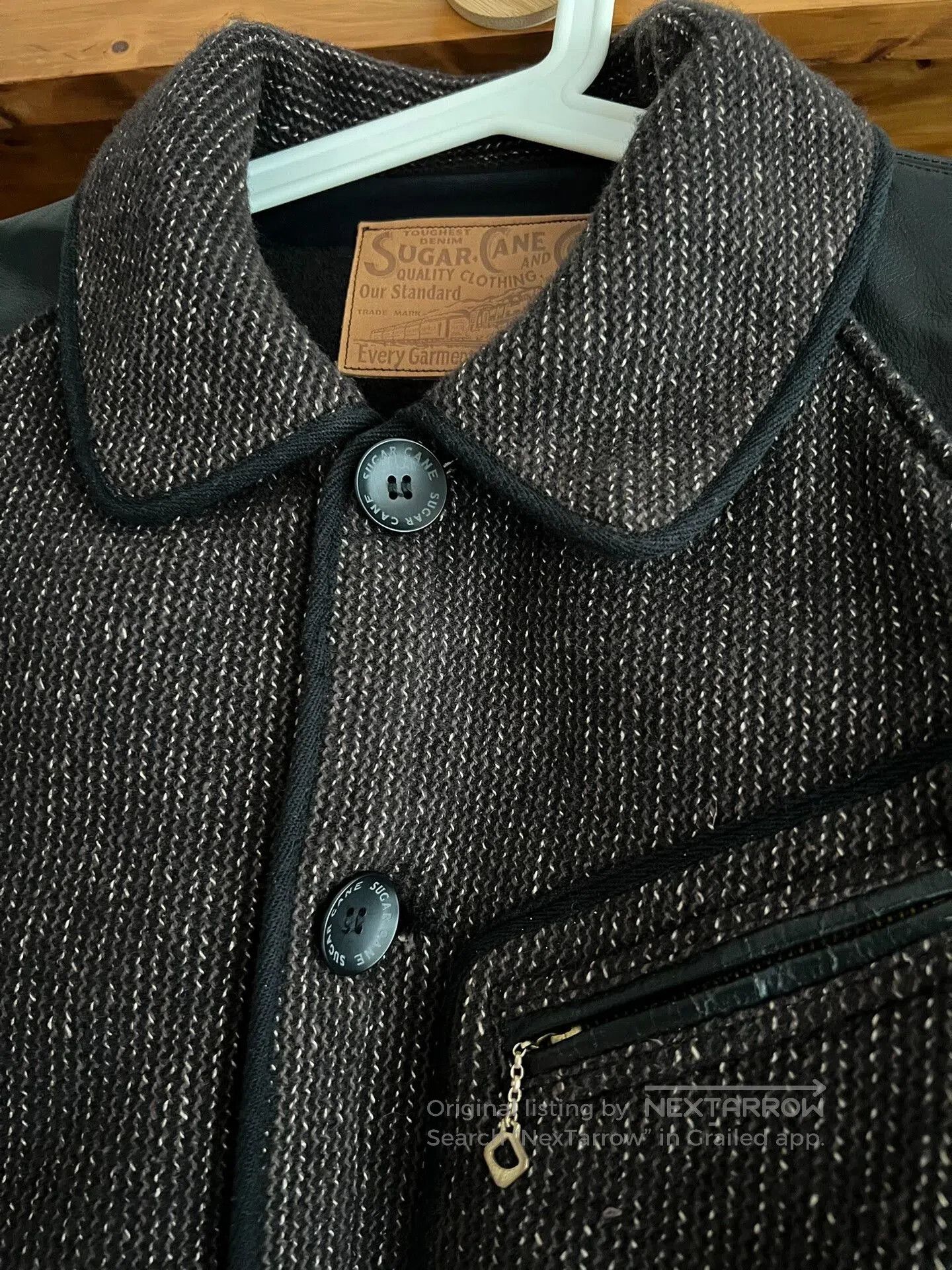 Sugar Cane wool leather jacket with vintage details. Size US M / EU 48-50 / 2 - 9 Thumbnail
