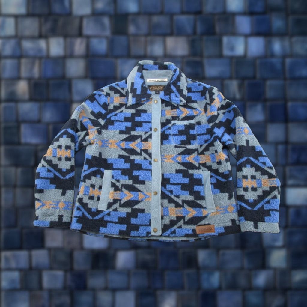 VINTAGE Pendleton Jacket Geometric Full Zip Southwestern Aztec Men’s L Multicolor USA Western Work