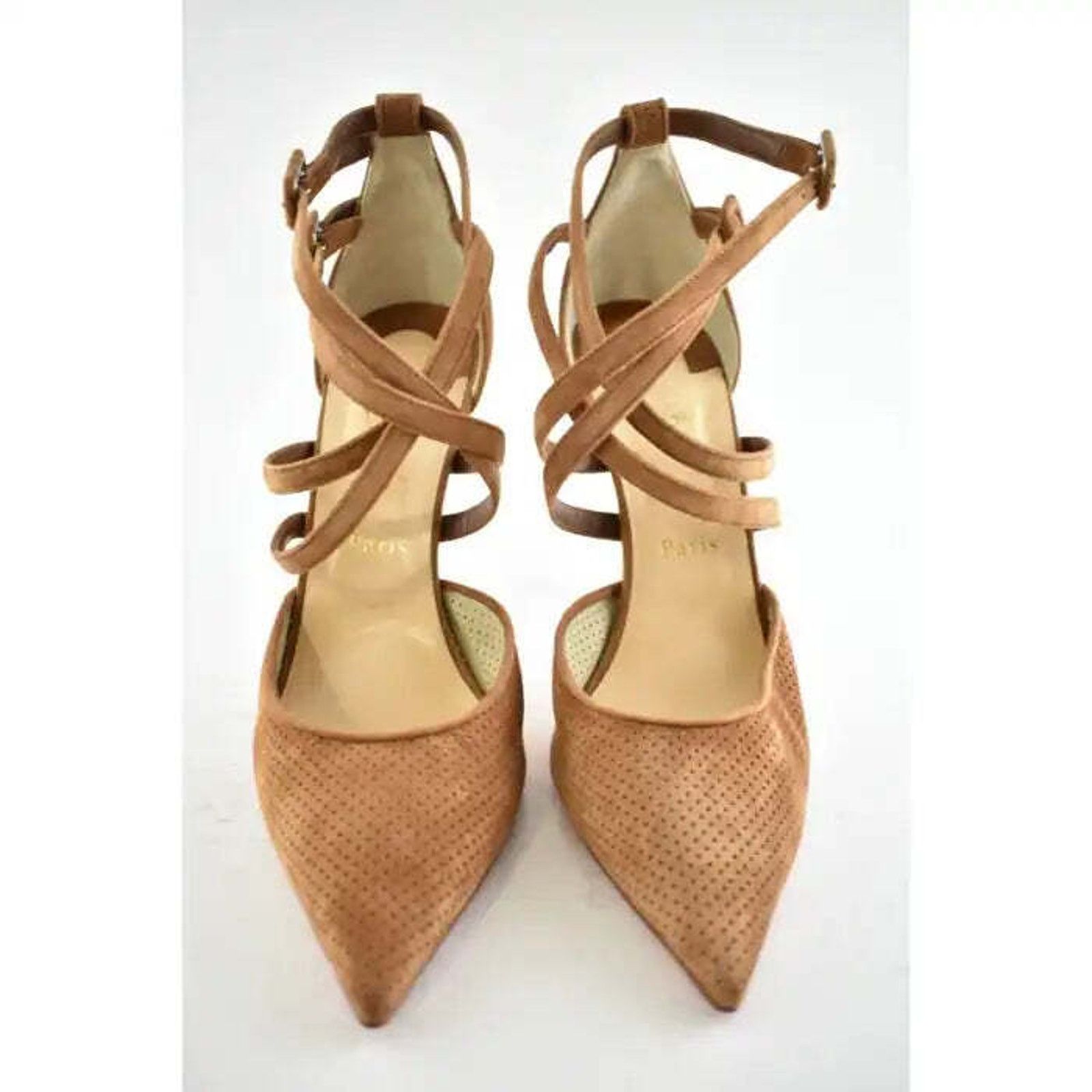 Christian Louboutin Victorilla 100 Biscotto Brown Strappy Sandal Heel Pump 42 Size US 12 / IT 42 - 5 Thumbnail