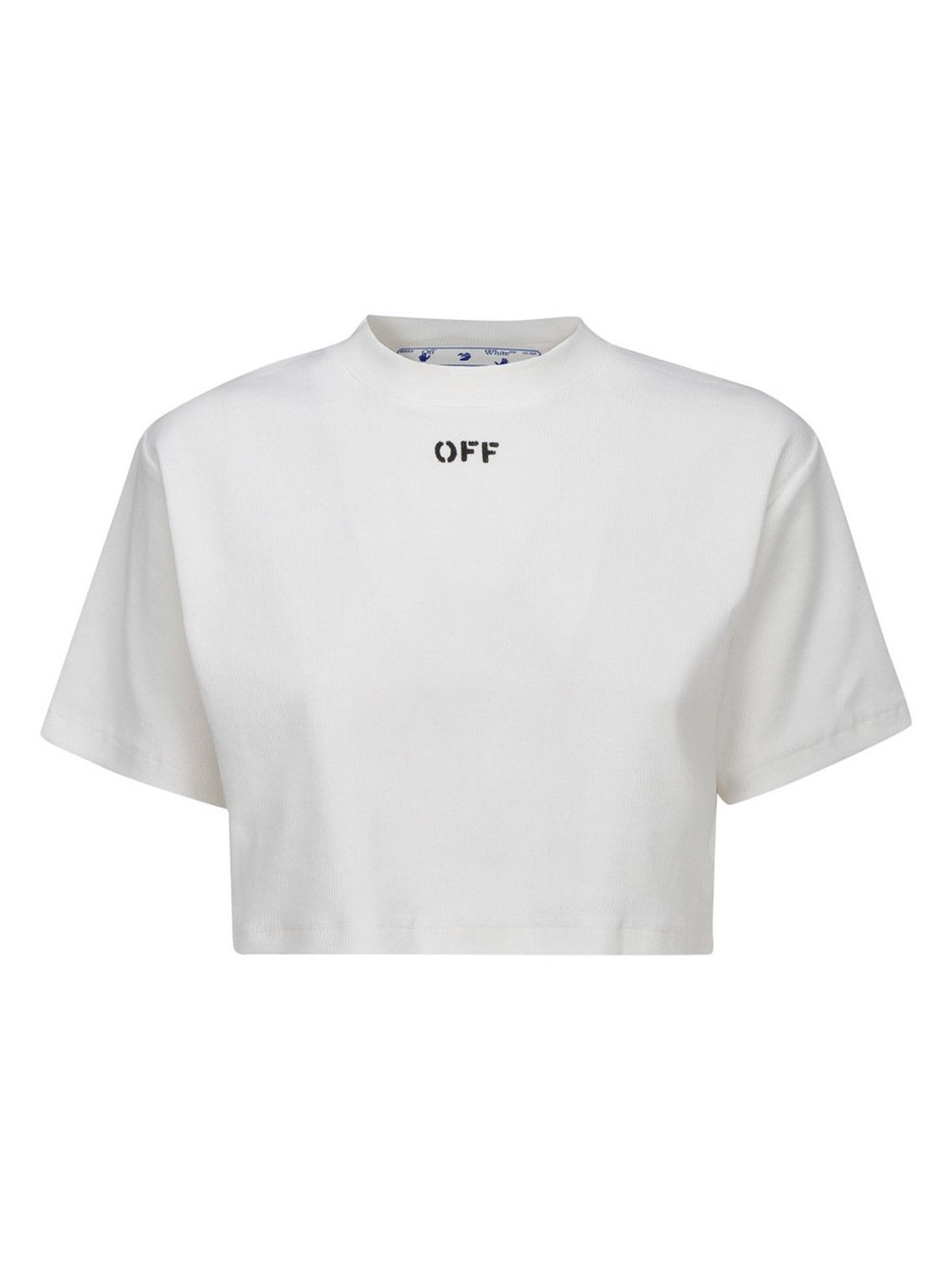 Off-White o1gr1nt0125 Rib Cropped Casual T-Shirt in White Size XXS / US 00 / IT 34 - 1 Thumbnail