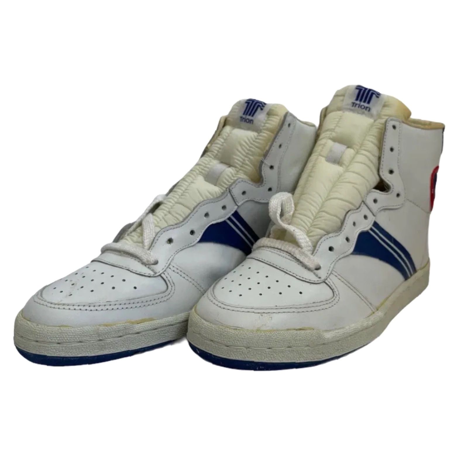 Vintage VINTAGE Trion High Top Basketball Shoes Sneakers Mens 8 Deadstock NIB 80s White Leather Upper Blue Detail Sneakers Mens Size US M / EU 48-50 / 2 - 2 Thumbnail