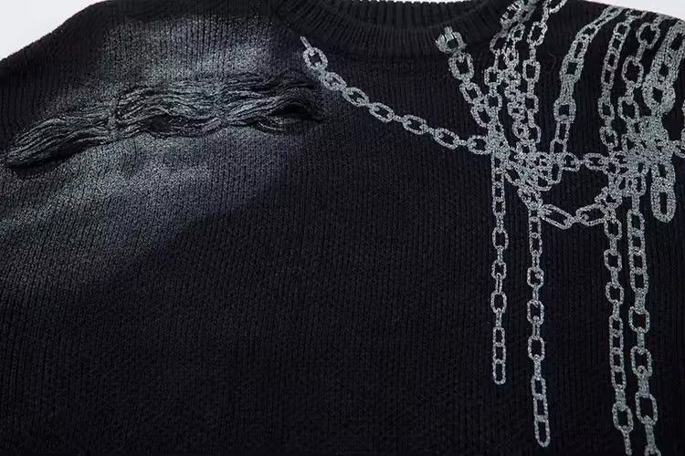 Other Gothic Punk Chain Printed Knitted Sweater Pullover Size US S / EU 44-46 / 1 - 10 Thumbnail