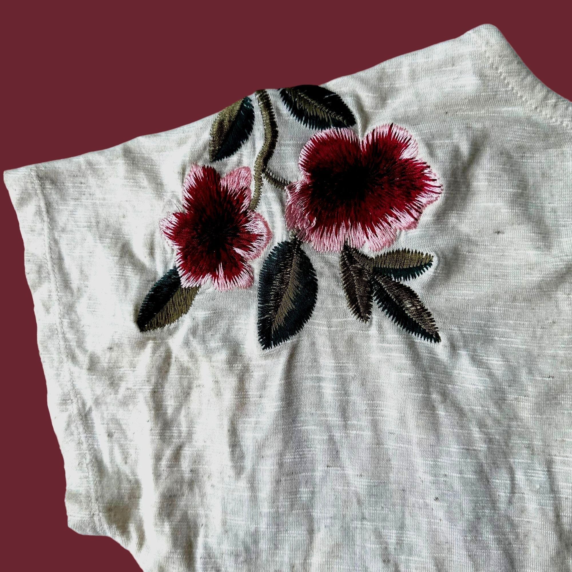Other Adiva Embroidered Top Medium Cream Textured Floral Size M / US 6-8 / IT 42-44 - 4 Thumbnail