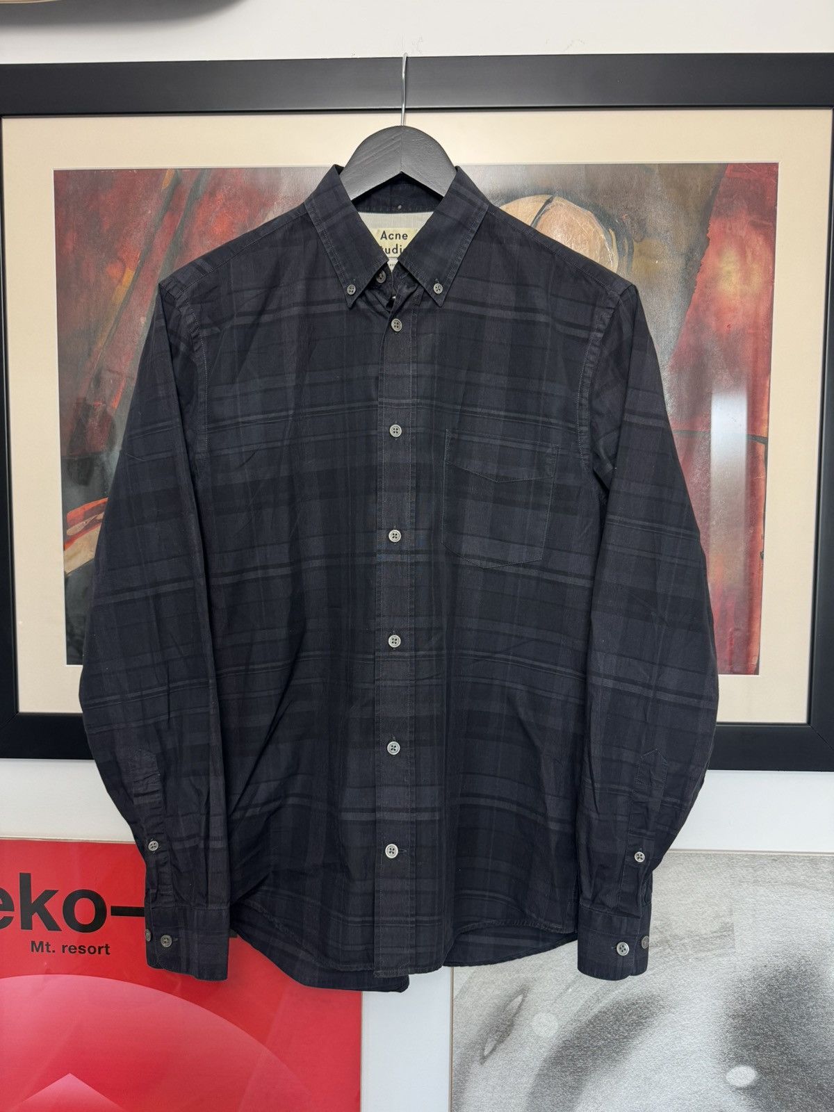 Acne Studios Acne Studios Isherwood Check Button Up Shirt Black Gray Size US S / EU 44-46 / 1 - 1 Thumbnail