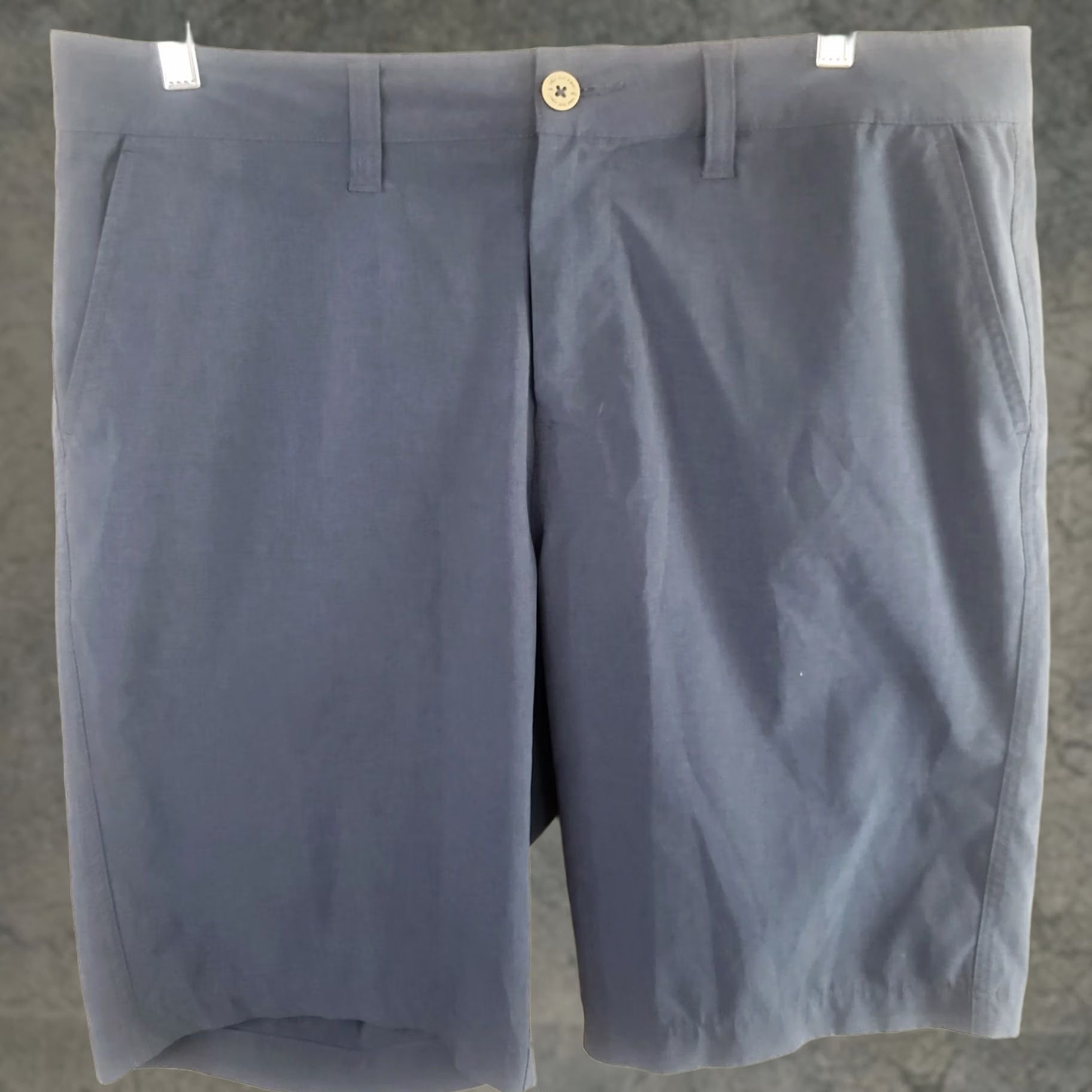 Vintage One Day Away Tech Men's 36x10 Hybrid Shorts Navy Blue Stretch Moisture Wicking Casual Workwear Chino with Pockets Front Zip Size US 36 / EU 52 - 1 Thumbnail