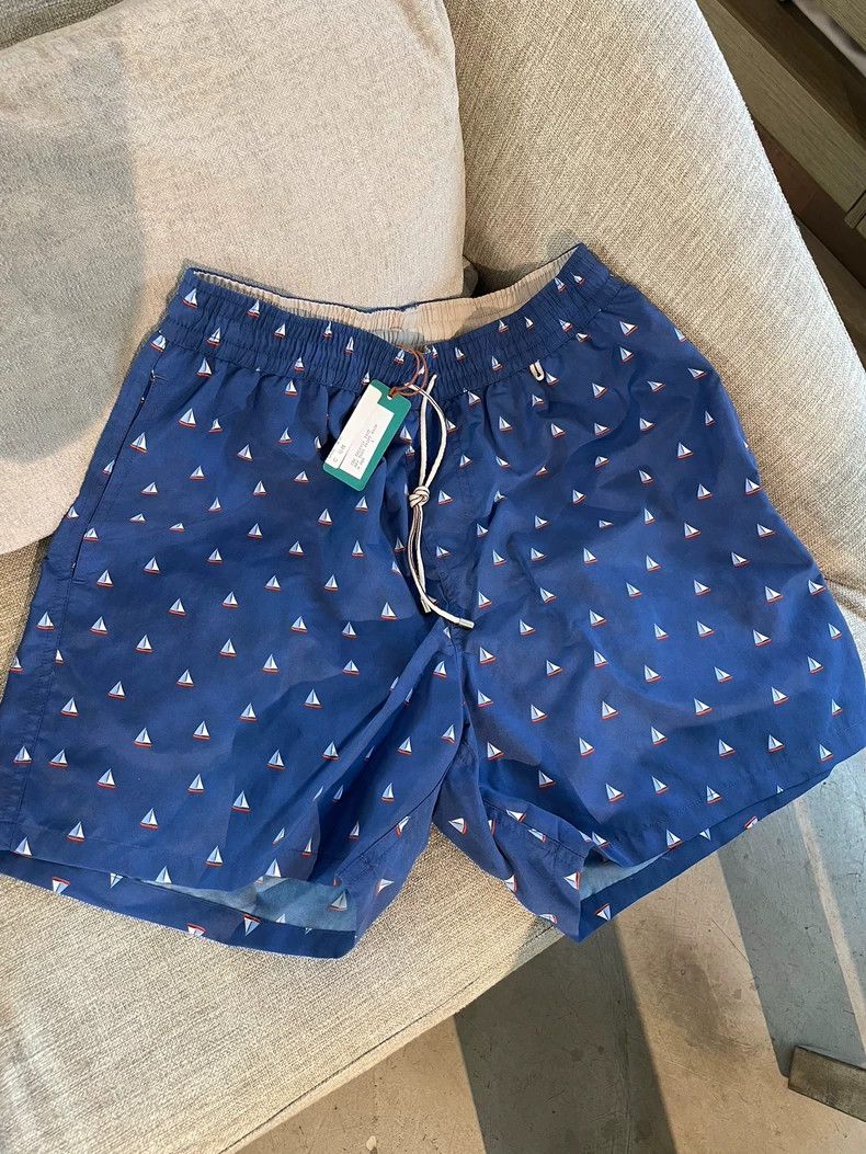 Loro Piana LORO PIANA sizeS Blue sailboat printed beach shorts Size US 30 / EU 46 - 1 Thumbnail