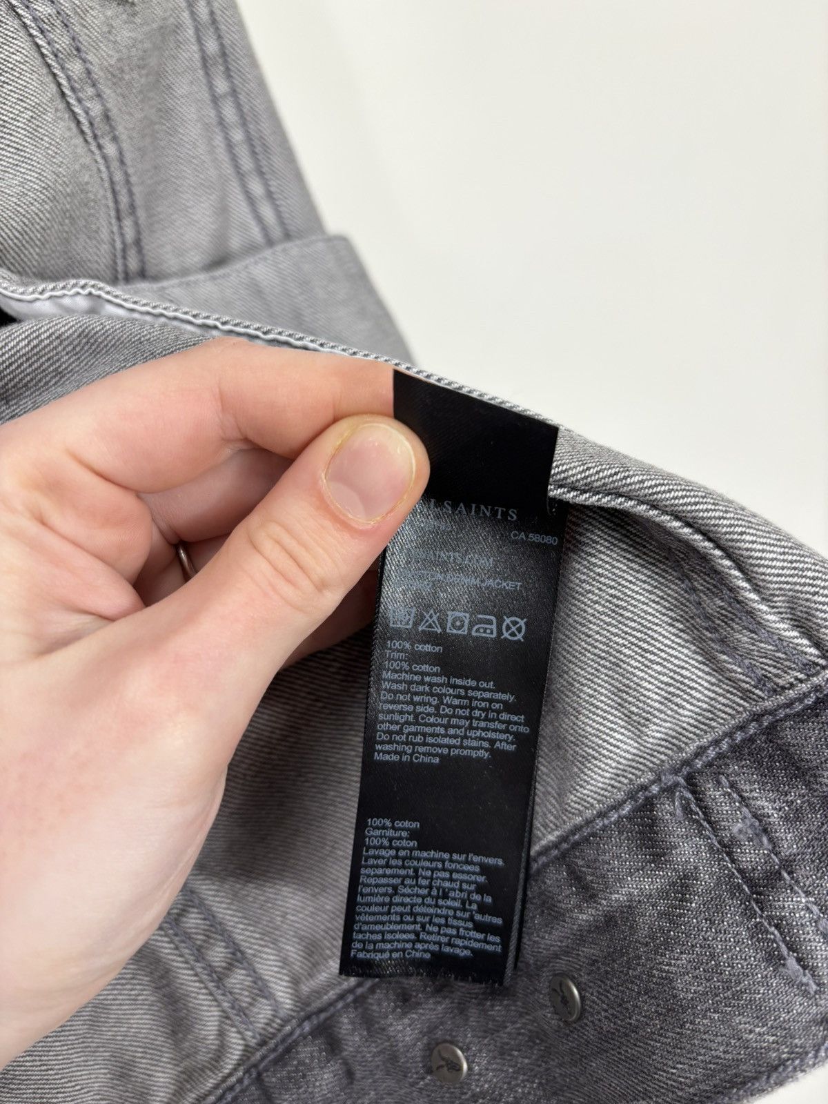 Allsaints AllSaints Men’s Grafton Washed Grey Denim Jacket Size US L / EU 52-54 / 3 - 14 Thumbnail