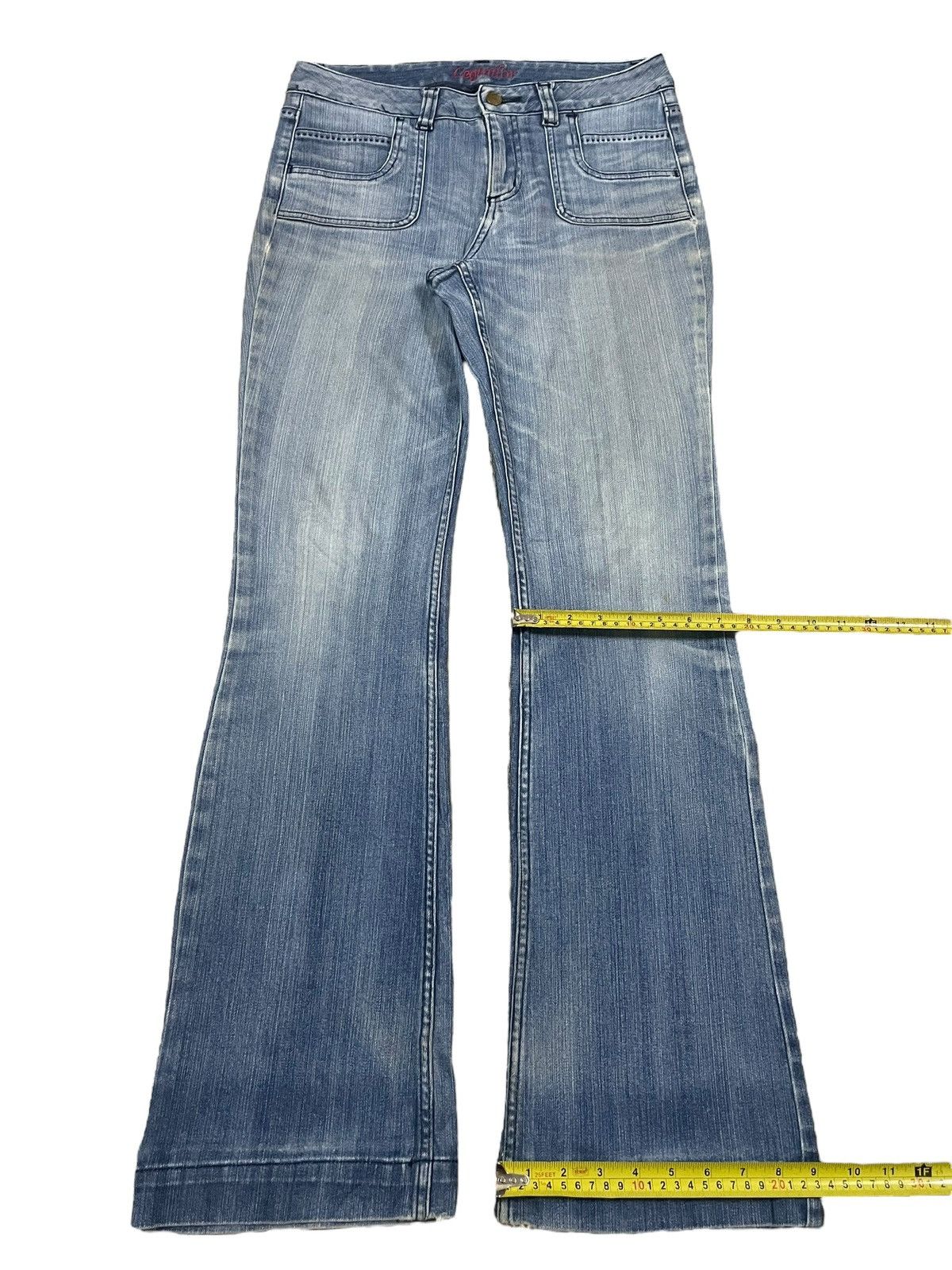 Japanese Brand Vintage Japanese Brand Crazy Front Pocket Washed Flare Jeans Size 31" - 15 Thumbnail