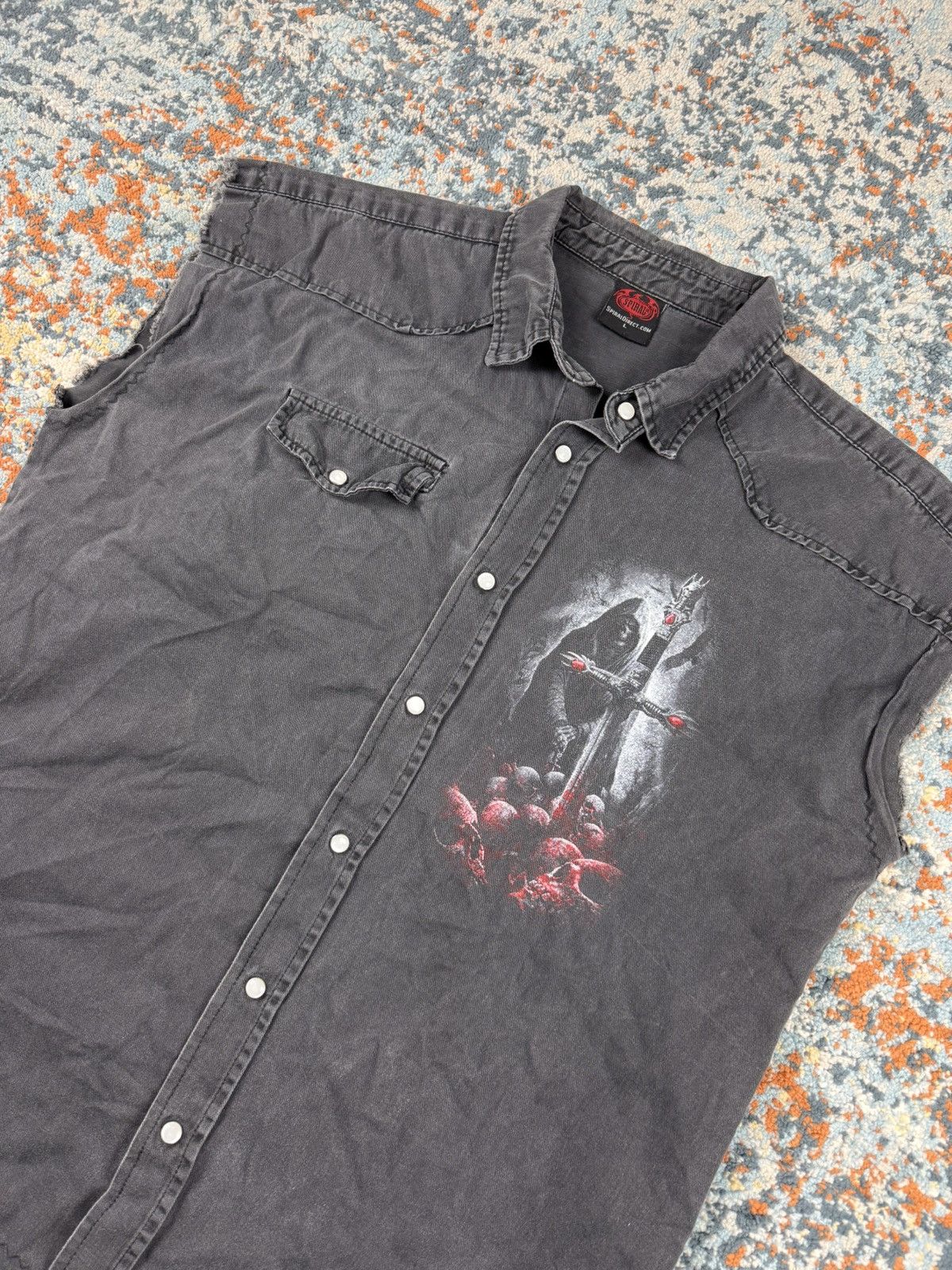 Band Tees × Vintage Vintage Y2K Spiral sleeveless shirt skull opium faded washed Size US L / EU 52-54 / 3 - 5 Thumbnail